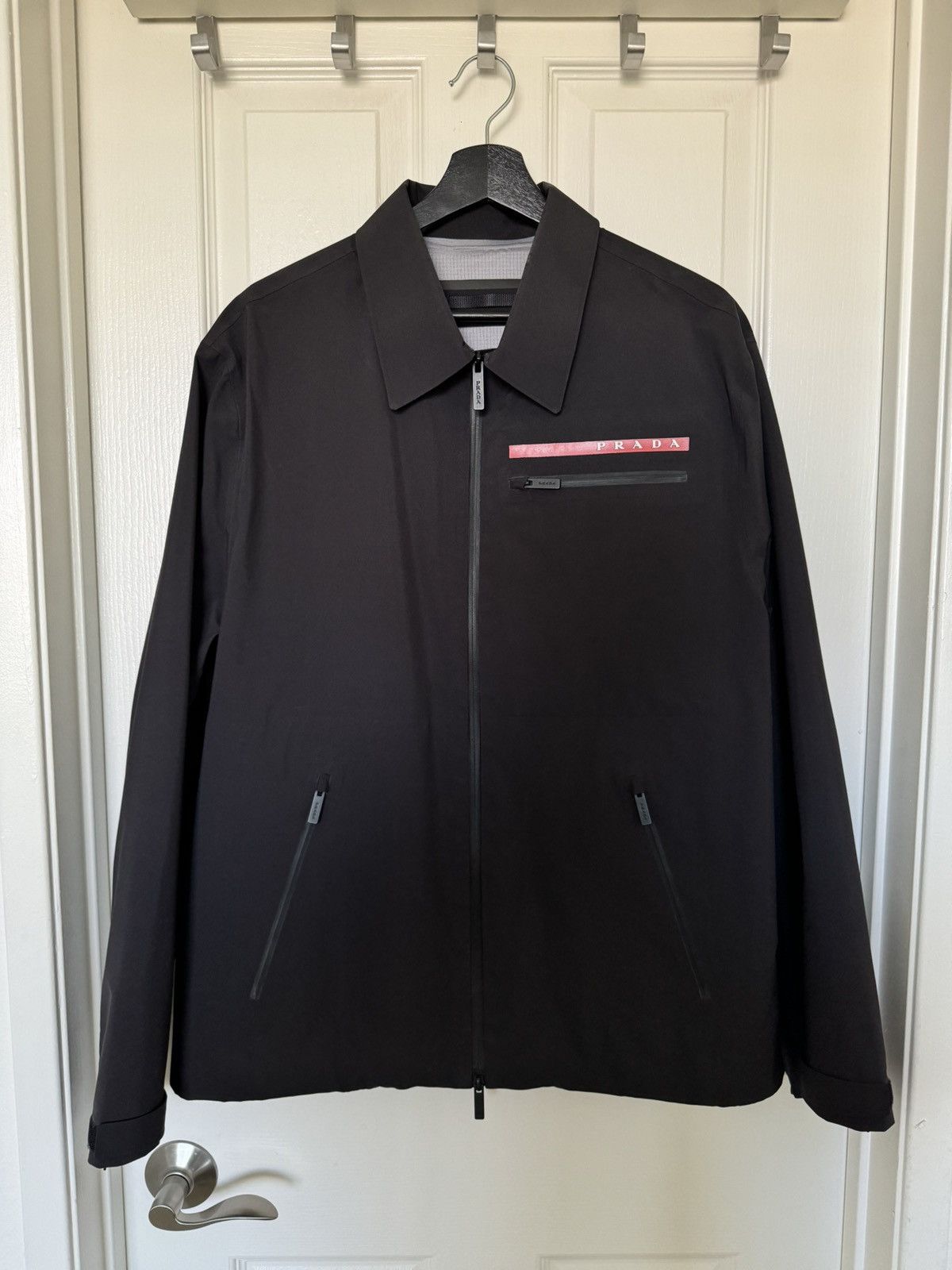 メンズ　PRADA LR-MX009 ブラックナイロンジャケット　Lサイズ Prada Prada Linea Rossa Gore-Tex Collared Jacket LR-MX009 AW19