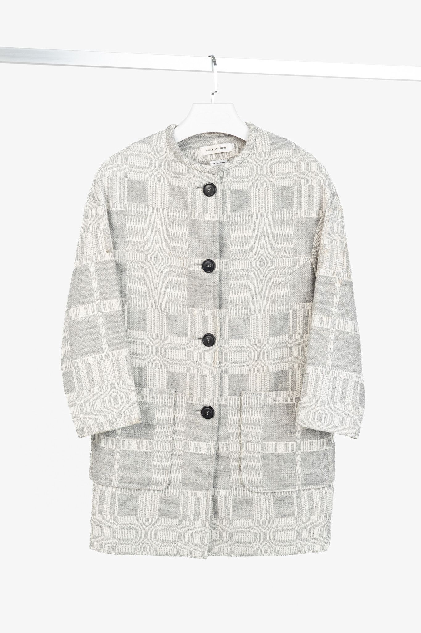 Isabel Marant Etoile Aude Geometric-Jacquard Blanket Coat