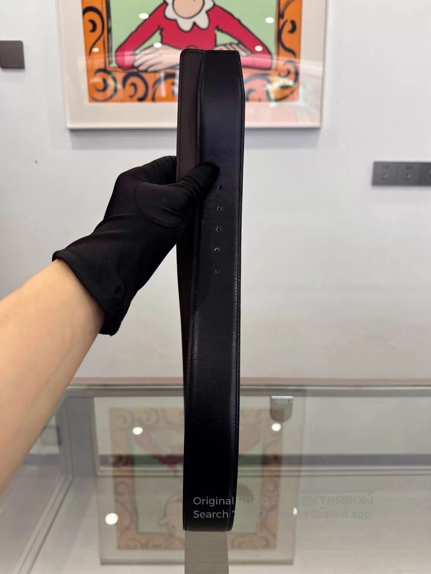 Hermes Black Leather Belt with Gold H Buckle. Size ONE SIZE - 3 Thumbnail