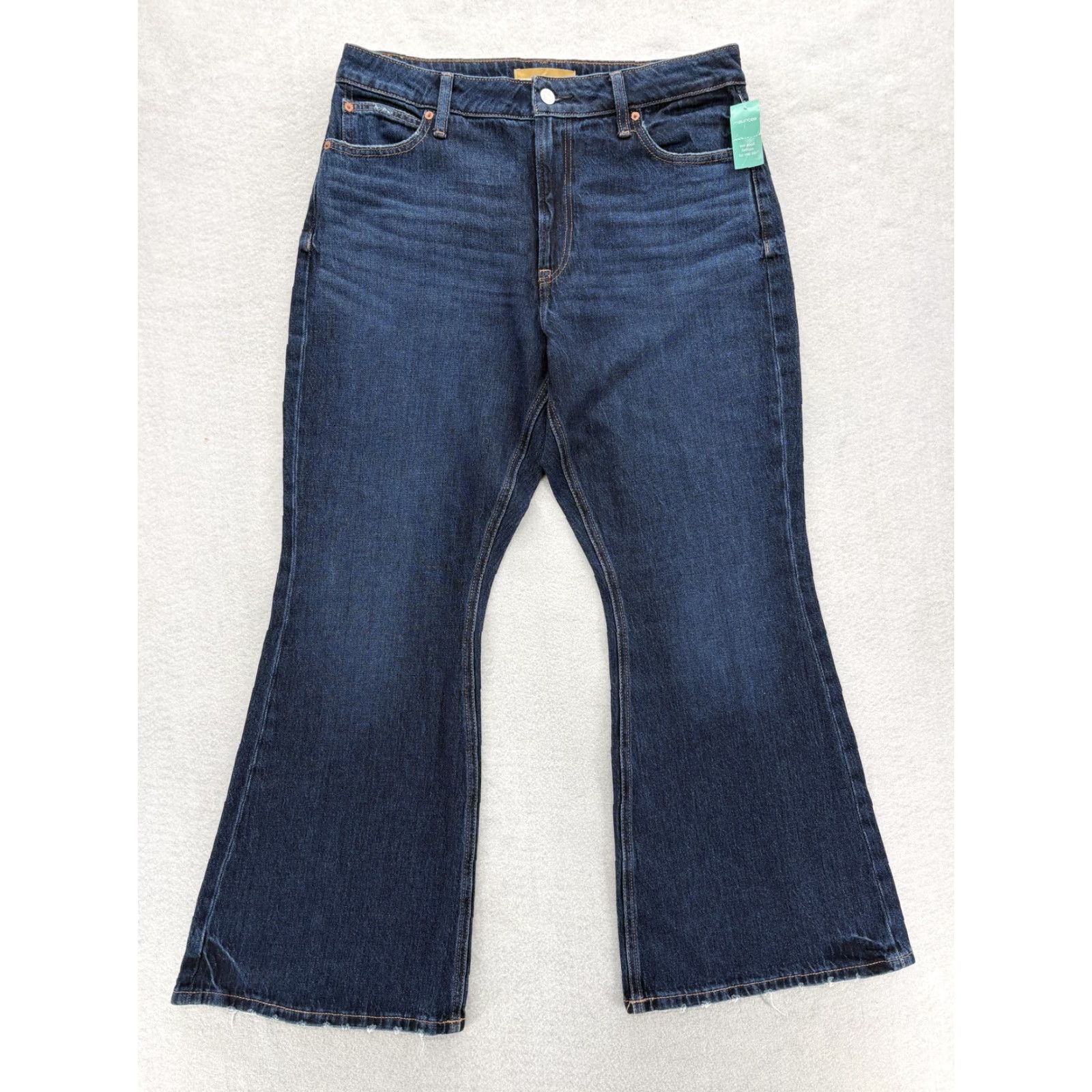 Vintage Maurices 90s Flare Jeans Womens 12 Short Blue High Rise Curvy Fit Stretch Denim Pants Size 34" / US 12 / IT 48 - 2 Thumbnail