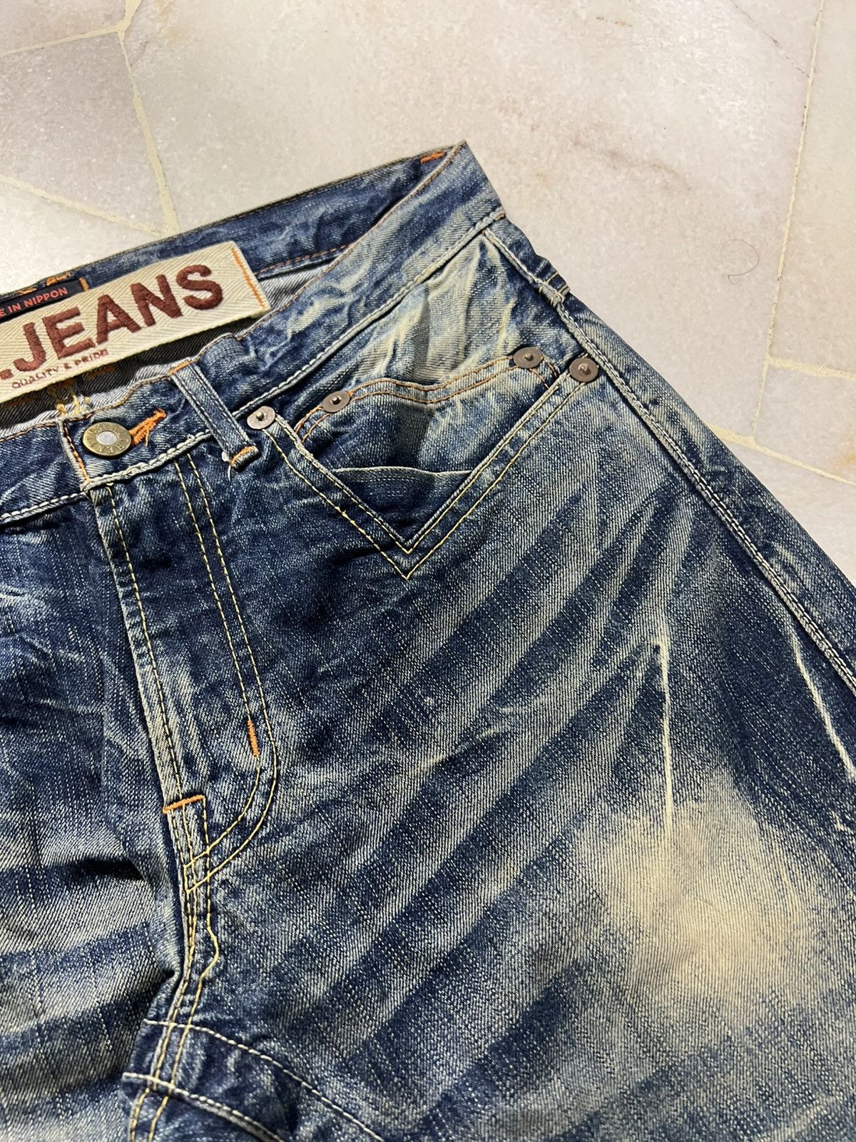 Blue Blue Japan 💥Flare Punk💥Vintage 90’s Blue Way Distress Rusty Mud Wash Size US 31 - 8 Thumbnail