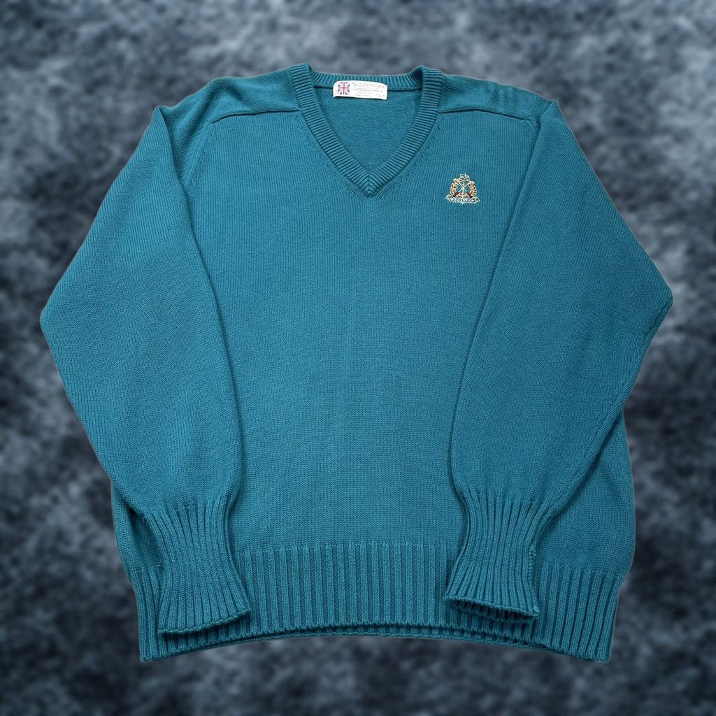 Vintage VINTAGE Slazenger Mens Large Blue V-Neck Golf Sweater Knit Pullover 90s Ridgemoor CC Size US L / EU 52-54 / 3 - 1 Thumbnail
