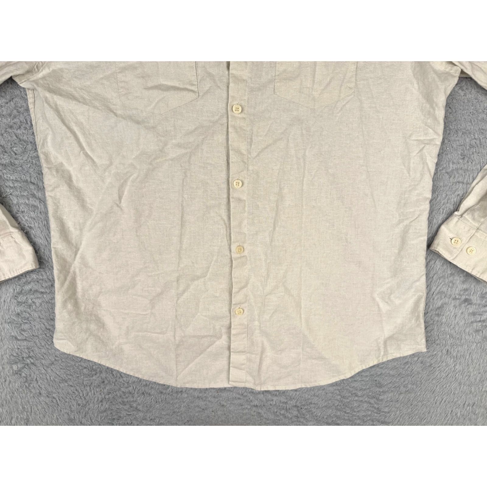 Calvin Klein VINTAGECalvin Klein Shirt Men Large Beige Cotton Blend Button Pocket Long Sleeve READ Size US L / EU 52-54 / 3 - 5 Thumbnail