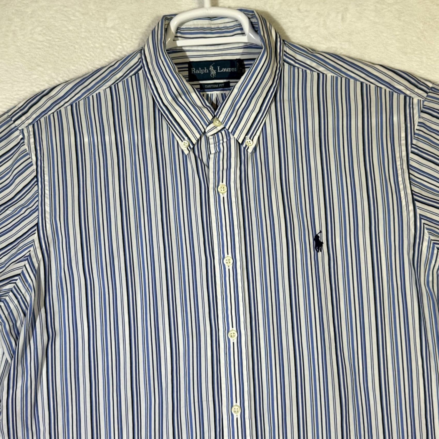 Ralph Lauren Ralph Lauren Shirt Mens XL Blue Striped Button-Down Custom Fit Short Sleeve Pony Size US XL / EU 56 / 4 - 4 Thumbnail