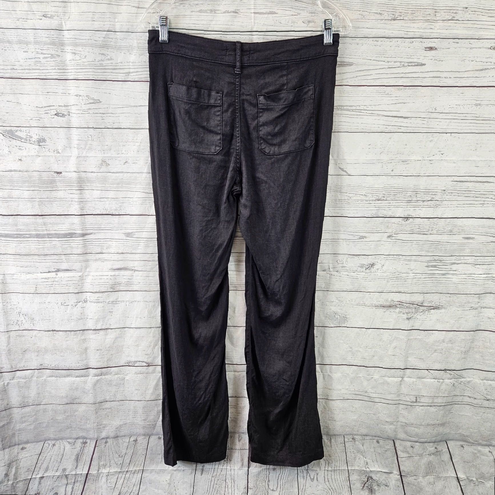 NYDJ NYDJ Womens Pants Sz 2P Solid Black Linen Blend Mid Rise Straight Leg 28in Inseam Womens Pants 2P Black Linen Blend Straight Leg Mens? Womens Size 26" / US 2 / IT 38 - 3 Thumbnail