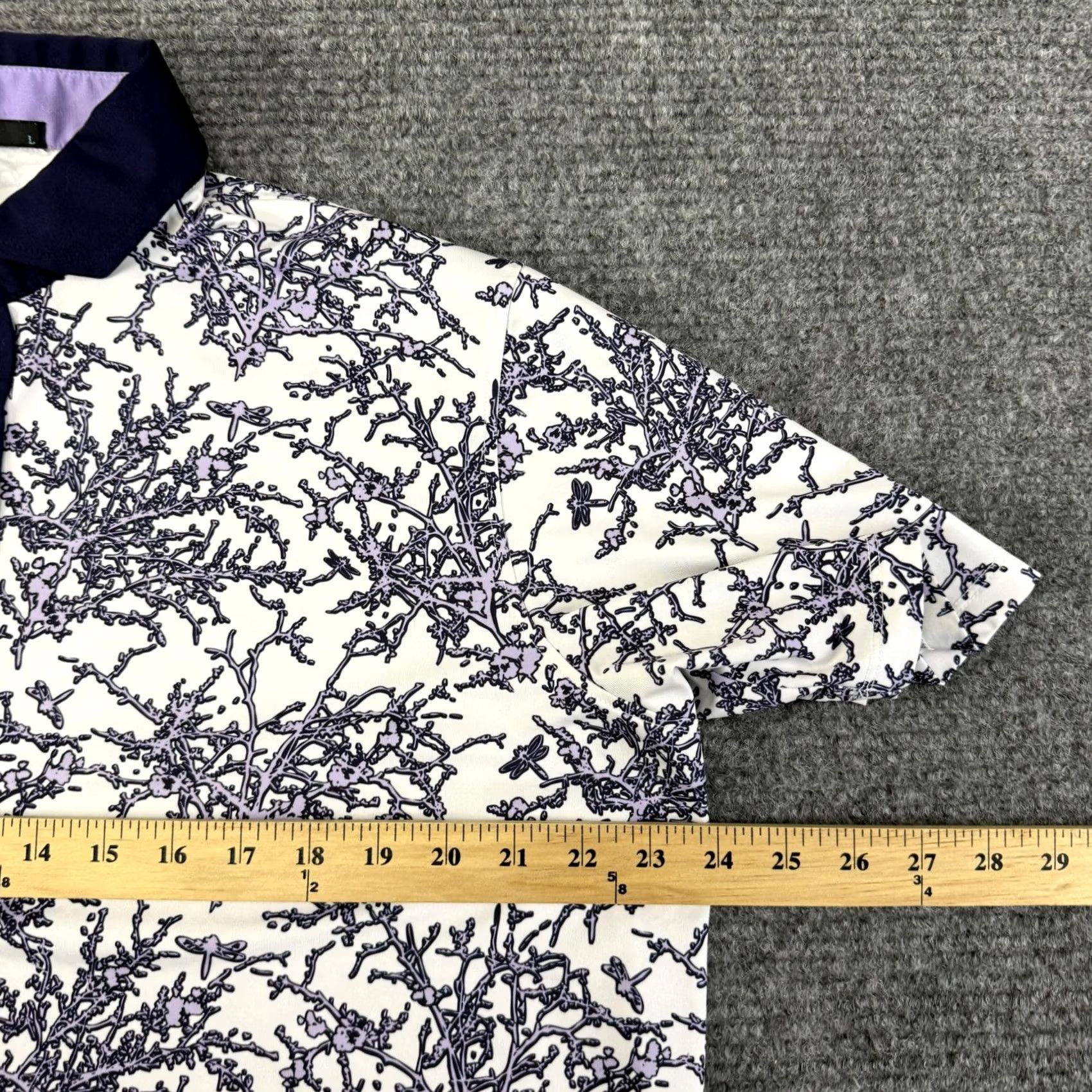 Vintage Greyson Polo Shirt Mens Large Purple Floral Golf Performance Stretch Wolf Logo Size US L / EU 52-54 / 3 - 7 Thumbnail