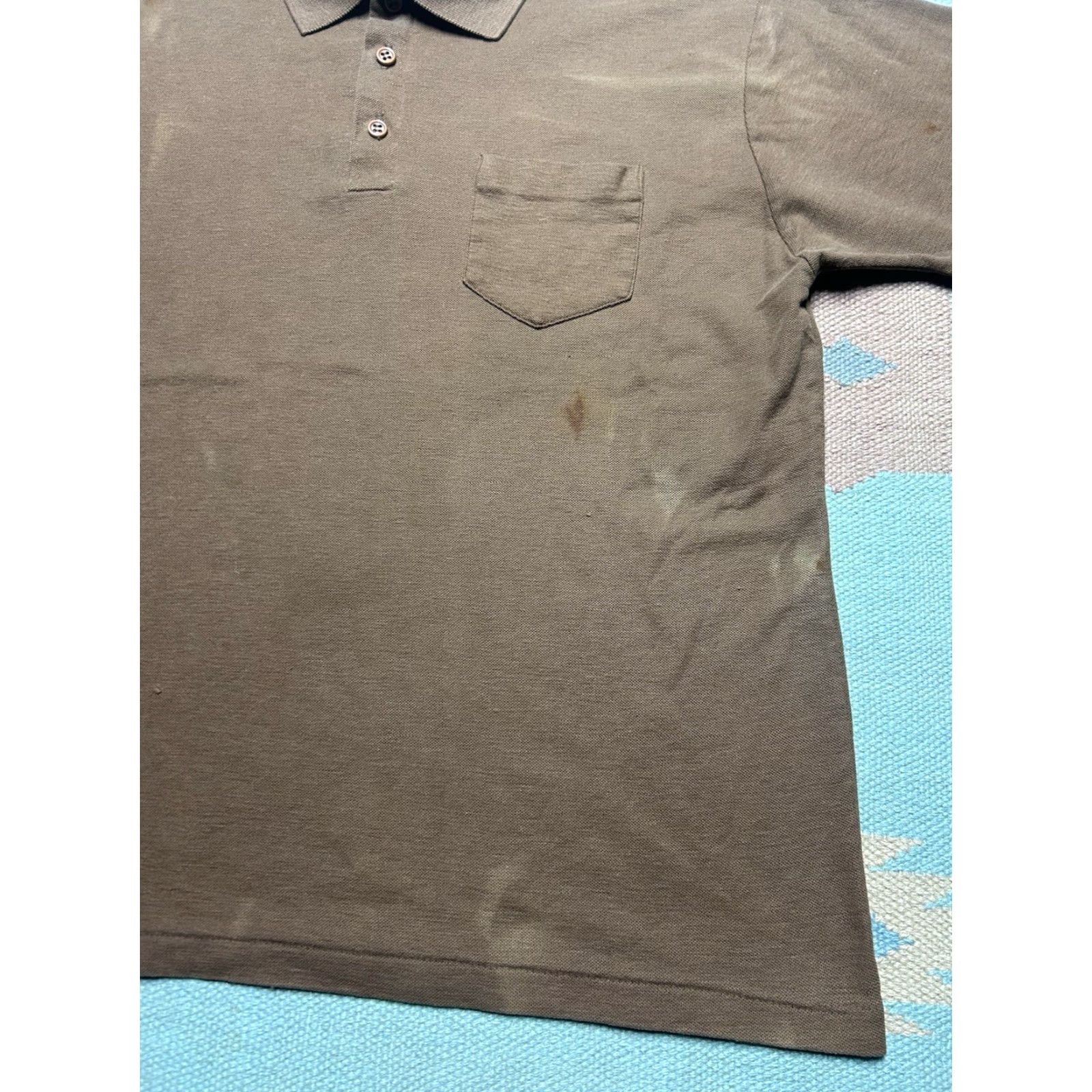 Vintage VINTAGE 70s Polo Shirt Short Sleeve Donegal brown Blank L/XL Men Polo Shirt Vintage 70s Brown Polyester Blank Mens Size L Size US L / EU 52-54 / 3 - 3 Thumbnail