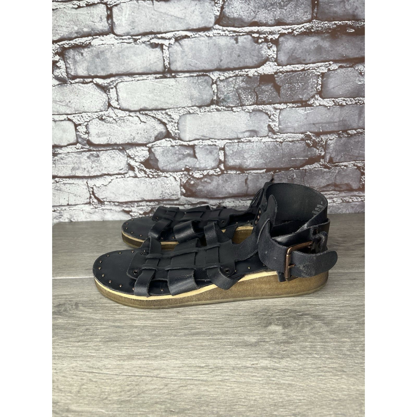Free People Free People Marianne Black Leather Platform Gladiator Strapp Size US 10.5 / IT 40.5 - 1 Thumbnail