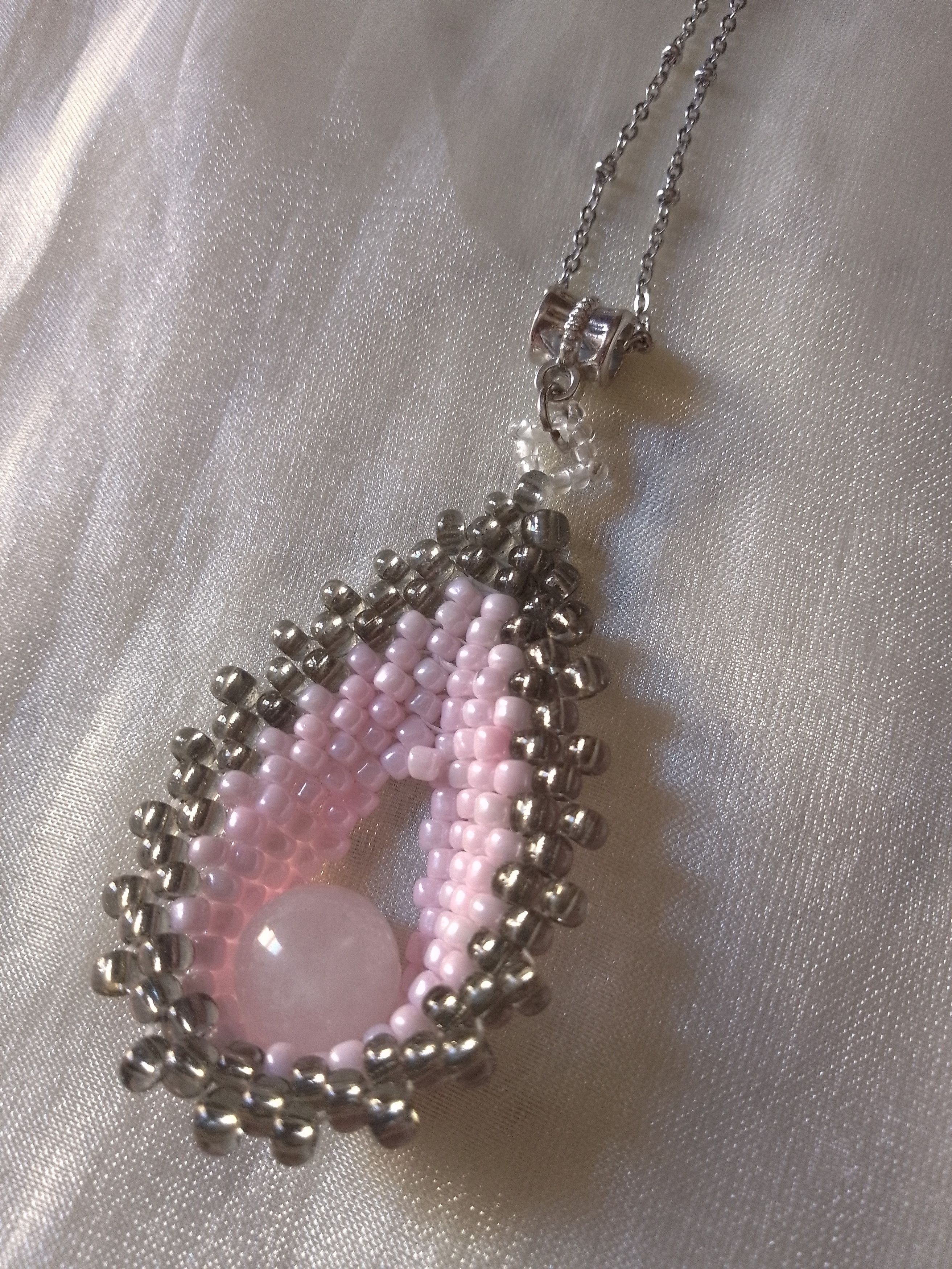 Handmade Necklace Rose quartz gemstone pendant Chakra Size ONE SIZE - 6 Thumbnail