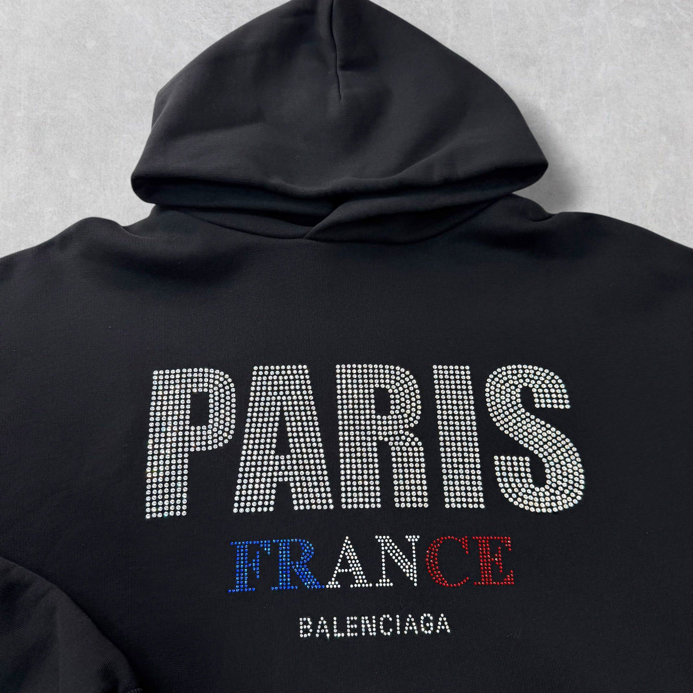 Balenciaga Balenciaga Paris Strass Cropped Hoodie 1 (L) Size US L / EU 52-54 / 3 - 4 Thumbnail