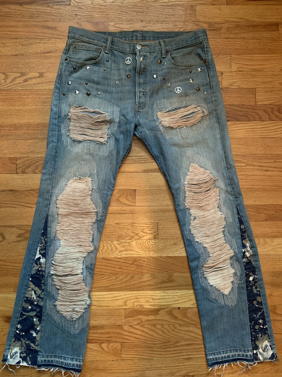 Japanese Brand Ghetto friends distressed denim Size US 36 / EU 52 - 1 Thumbnail