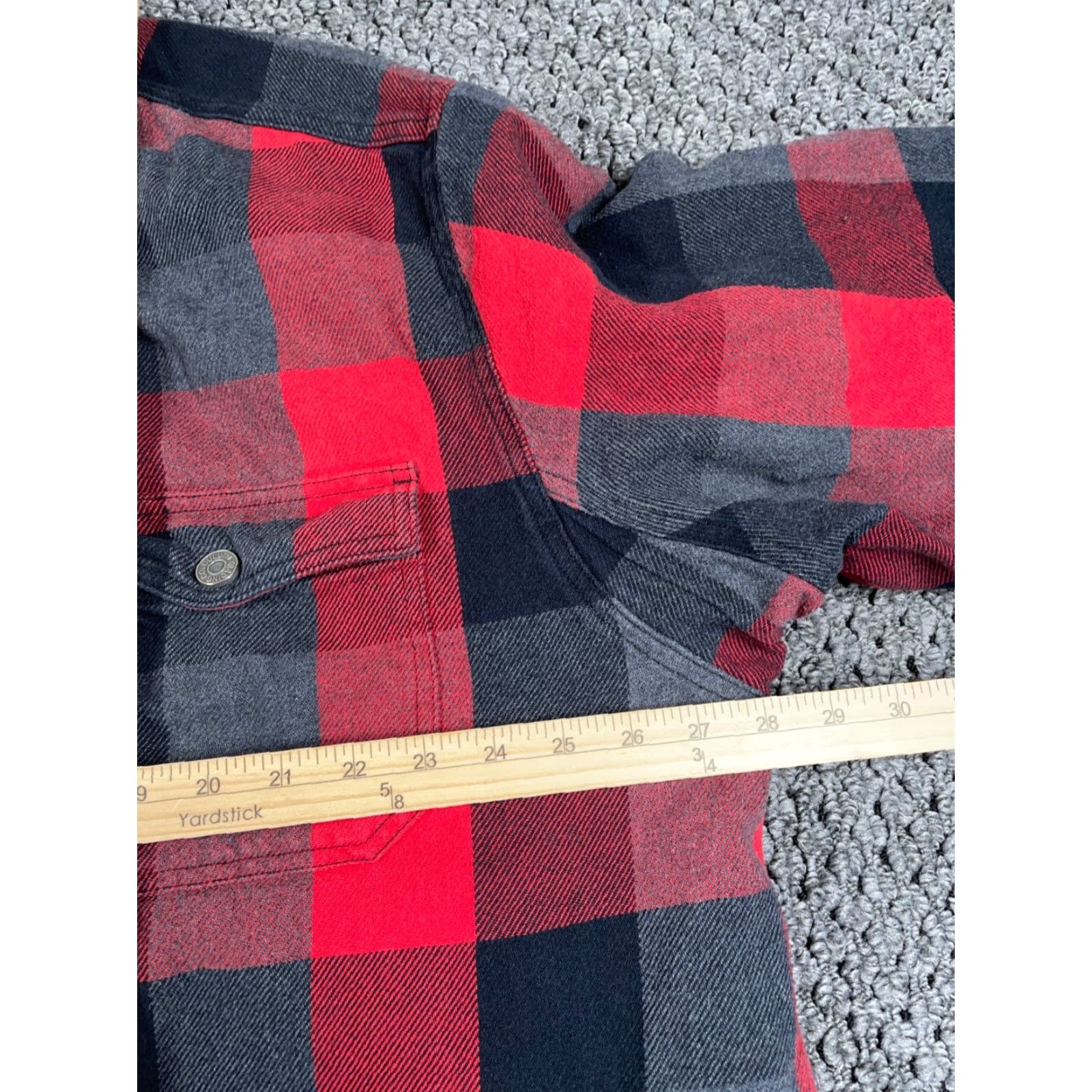 Duluth Jacket 2XL Red Black Gray Fleece Lined Flannel Heavy Snap Button Adult Coat Coat Length Short Casual Workwear Men's Regular
