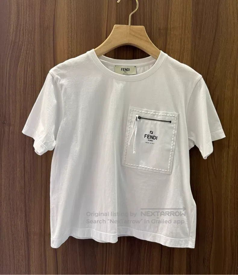 Fendi Fendi White Zip Pocket Short Sleeve T-Shirt Size S / US 4 / IT 40 - 1 Thumbnail