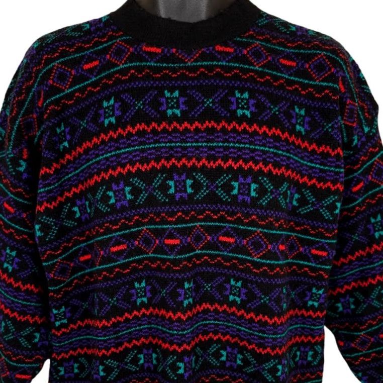 Vintage VINTAGE Woolrich Sweater Womens Size Large 90s Black Purple Southwestern Geometric Knit Pullover Wool Blend Crew Neck Long Sleeve Women's Size L / US 10 / IT 46 - 2 Thumbnail