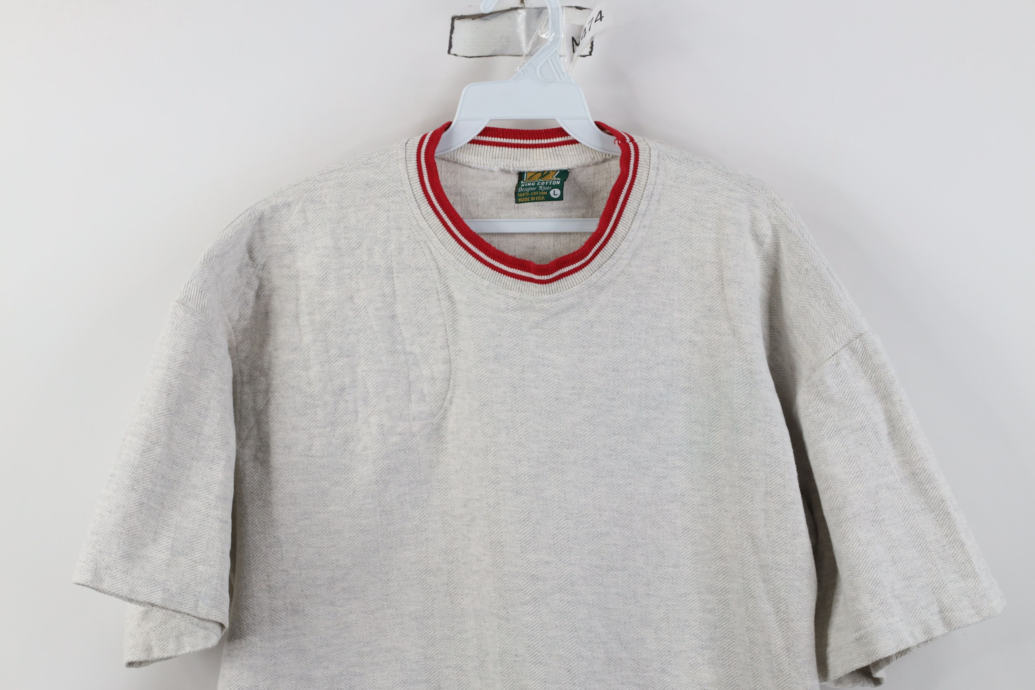 Vintage Vintage 90s Streetwear Herringbone Shooting T-Shirt Gray USA Size US L / EU 52-54 / 3 - 2 Thumbnail