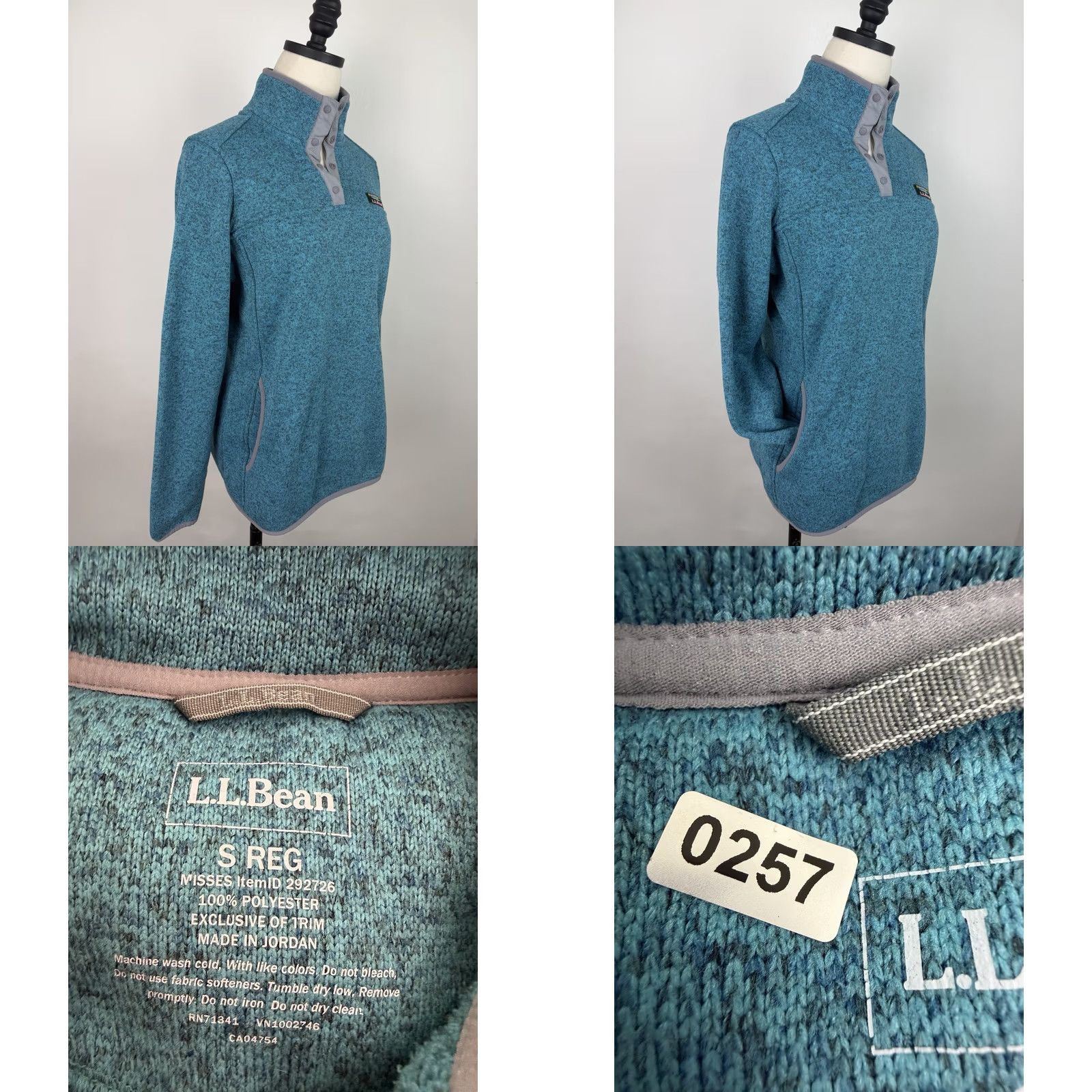 Vintage VINTAGE LL Bean Fleece Pullover Womens Small Regular Pockets Teal Blue 1/4 Snap Closure Logo Sweatshirt Size S Womens Size S / US 4 / IT 40 - 8 Thumbnail
