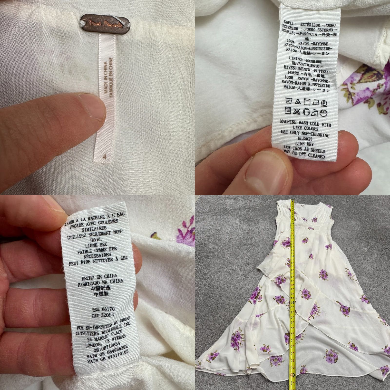 Free People Free People Sundress Women Hi-Low Ruffle Sun Dress White Purple Boho Floral Sleeveless V-Neck 4 Regular Size S / US 4 / IT 40 - 8 Thumbnail