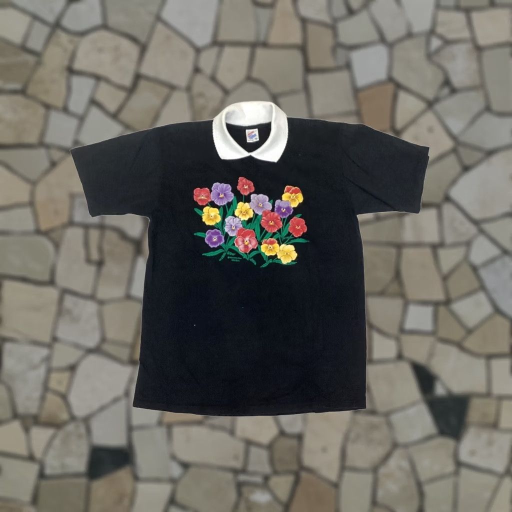 Jerzees VINTAGE Jerzees T-Shirt Men XL Black Floral Graphic Womens XL? Size US XL / EU 56 / 4 - 1 Thumbnail