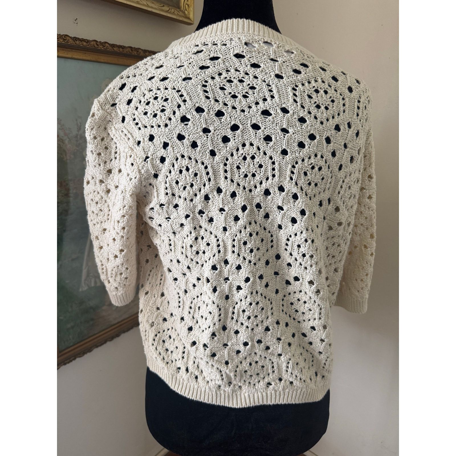 Other Vero Moda Cream Crochet Knit Sweater Size S Coquette Size S / US 4 / IT 40 - 2 Thumbnail
