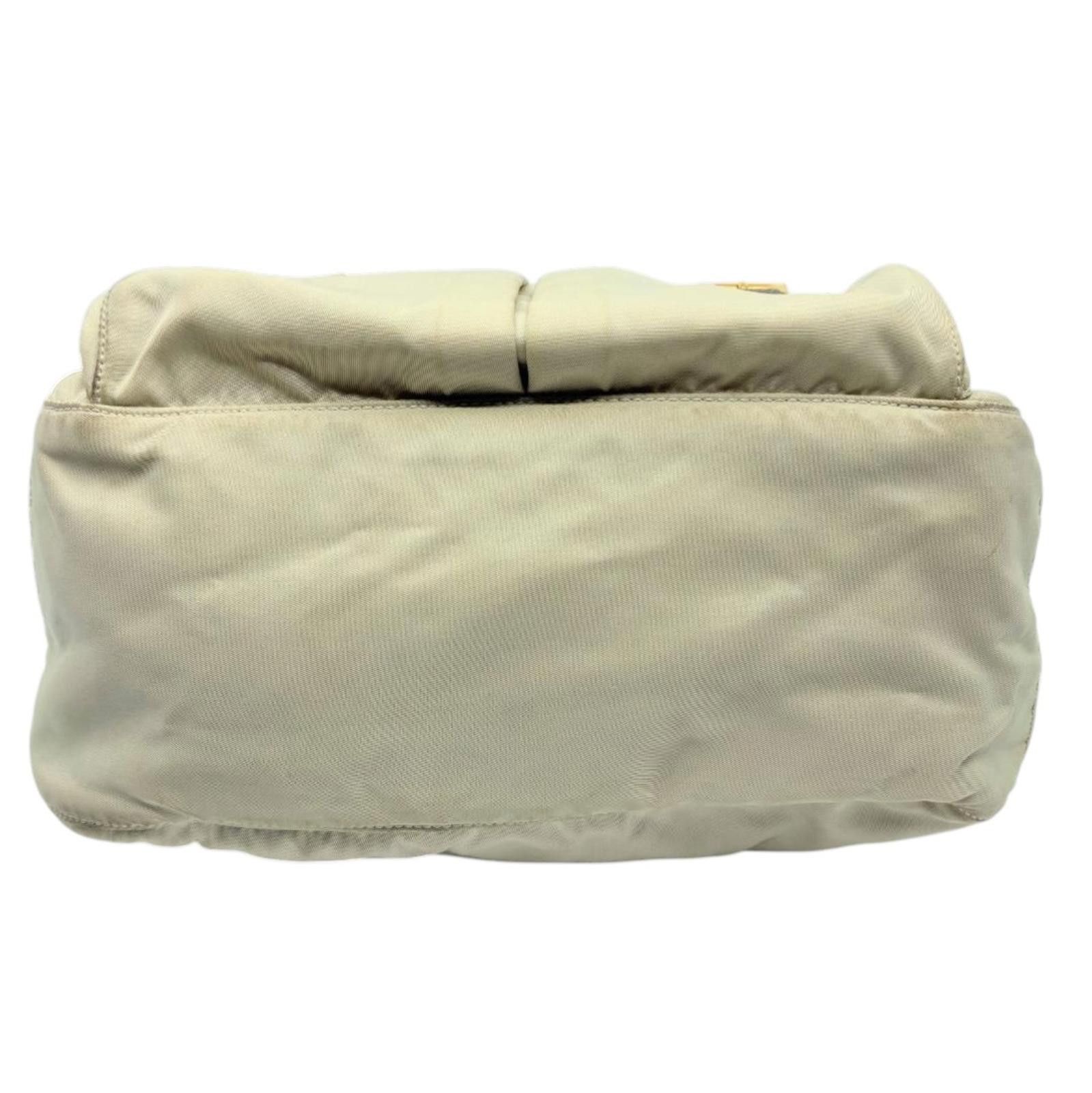 Prada Prada - Cream Nylon Crossbody Bag with Leather Trim Size ONE SIZE - 5 Thumbnail