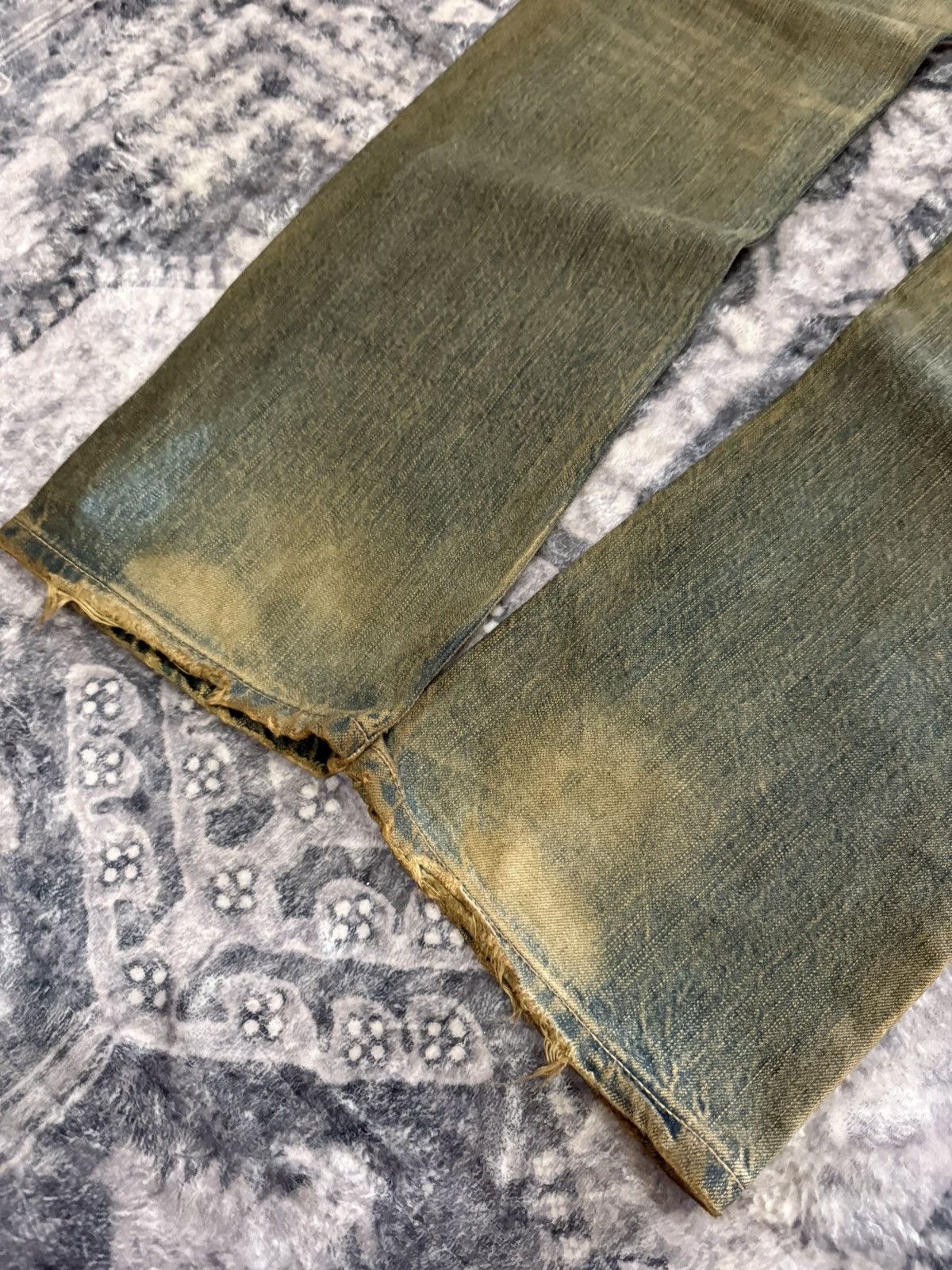 If Six Was Nine EDWIN 503 Earthy Mud Wash Patina Fade Distressed Jeans Size US 30 / EU 46 - 16 Thumbnail