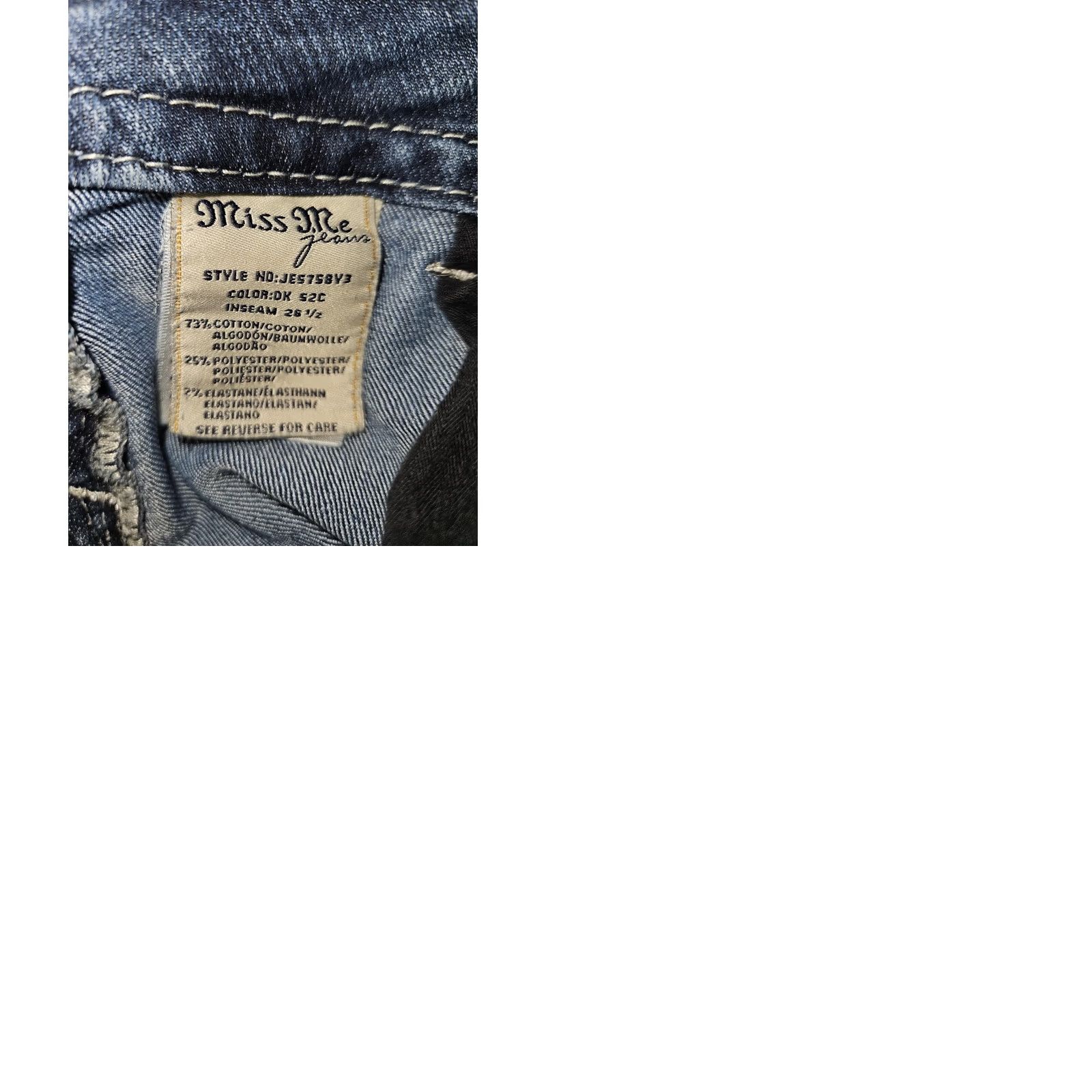 Miss Me Miss Me Jeans Womens 28 Cropped Skinny JE5758Y3 Embellished Rhinestone Sequin Embroidered Logo Patch Denim Jeans Blue 5-Pocket City Glam Womens Size 28" / US 6 / IT 42 - 9 Thumbnail