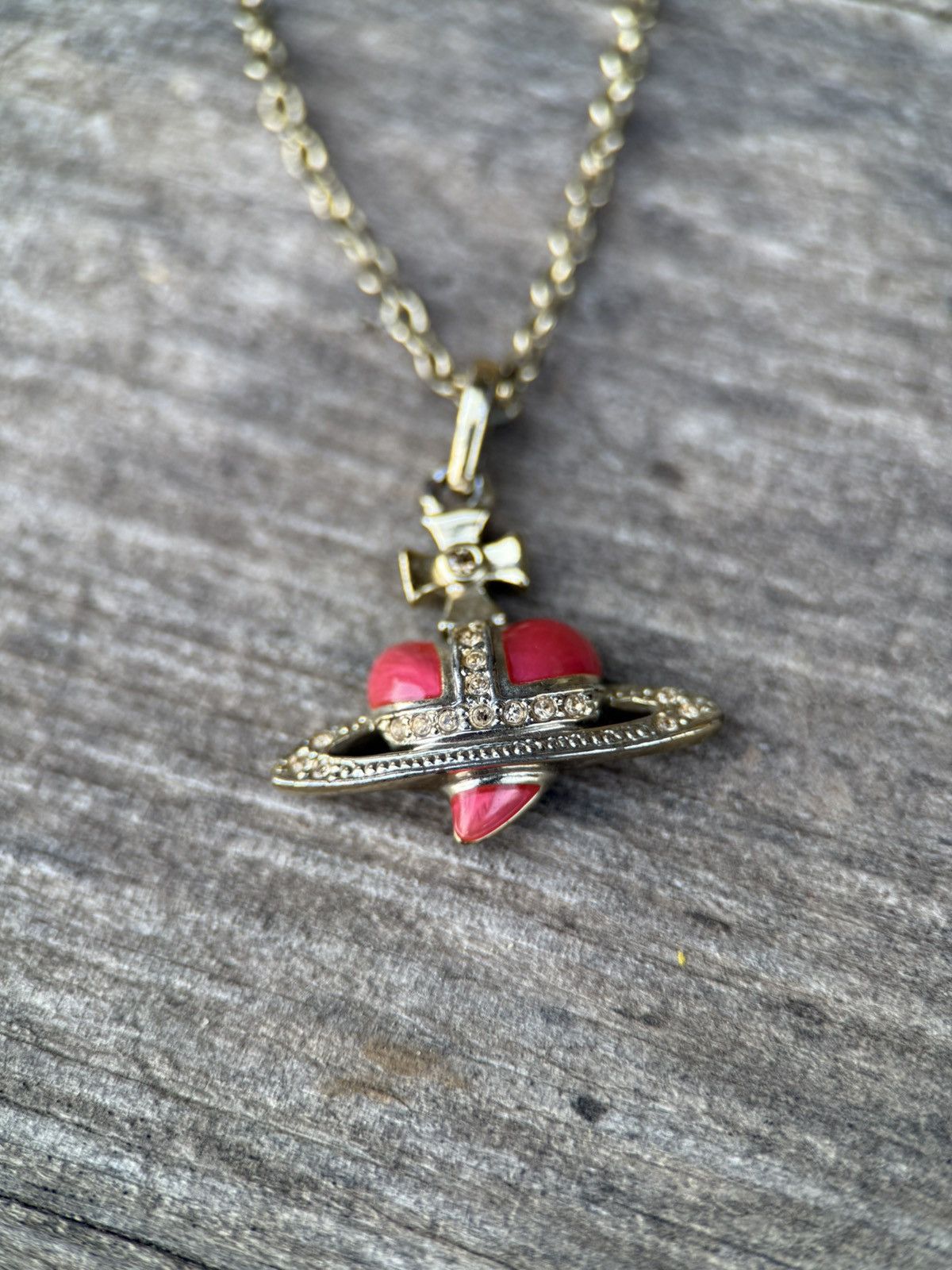 Vivienne Westwood Vivienne Westwood Diamante Heart Pendant Necklace Red Size ONE SIZE - 4 Thumbnail