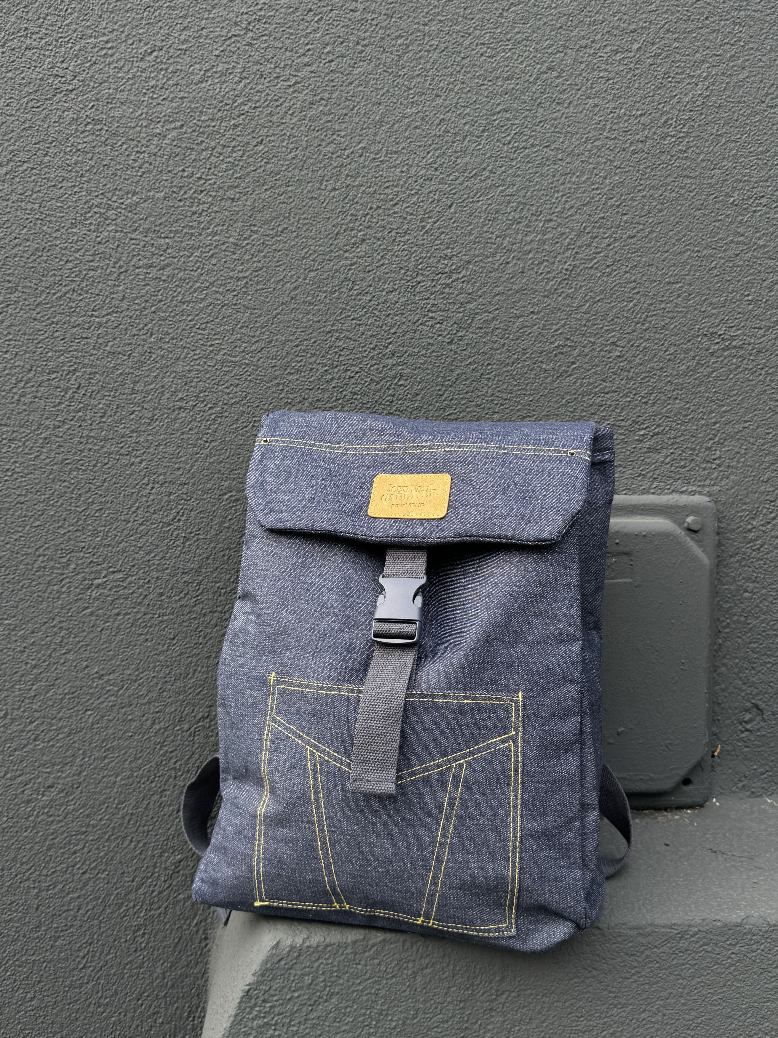 Jean Paul Gaultier × Vintage Jean Paul Gaultier Pour Vous Backpack Denim Size ONE SIZE - 1 Thumbnail