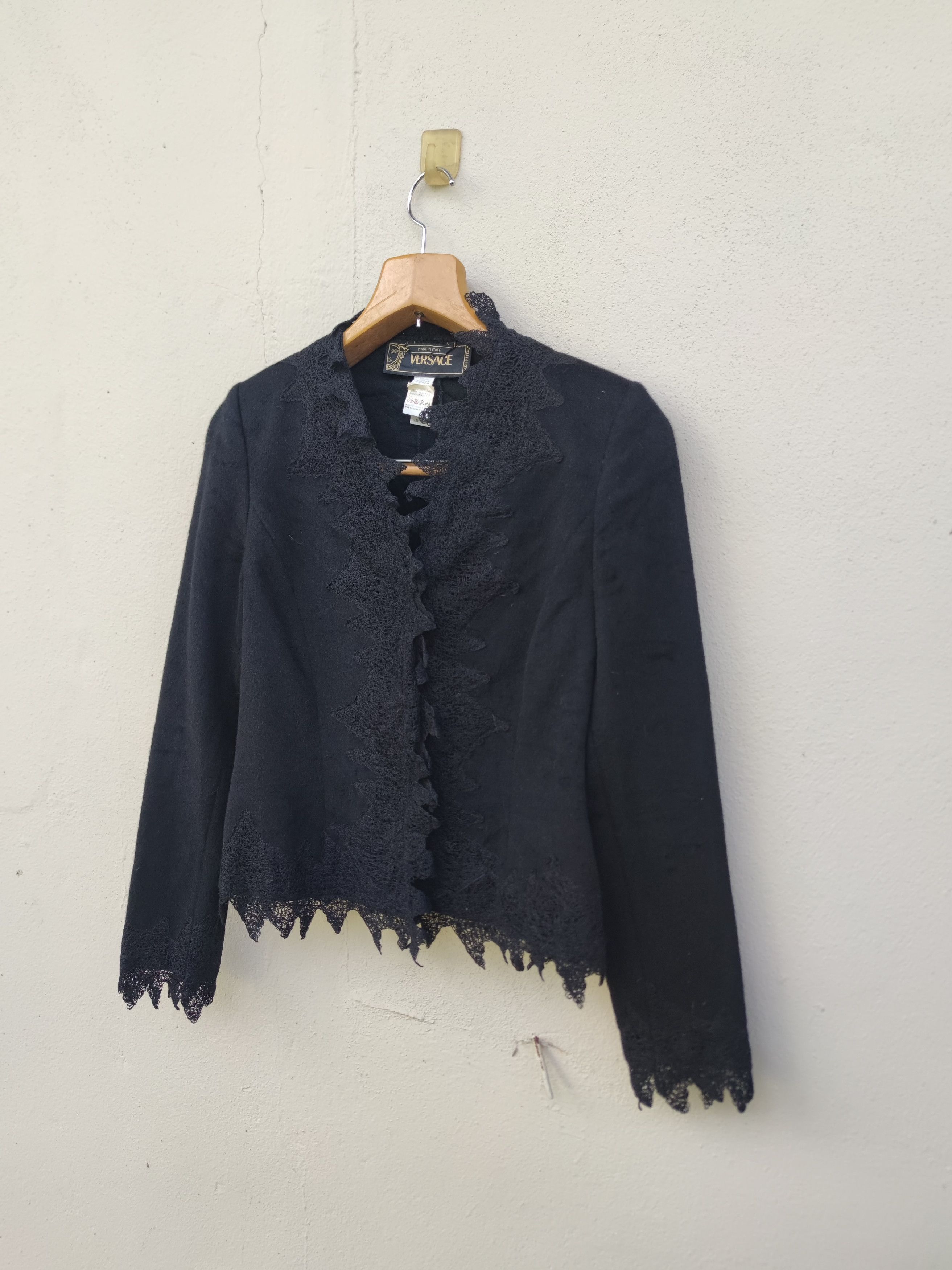 Versace Versace Black Wool Laces Blazer Made in Italy Size M / US 6-8 / IT 42-44 - 4 Thumbnail