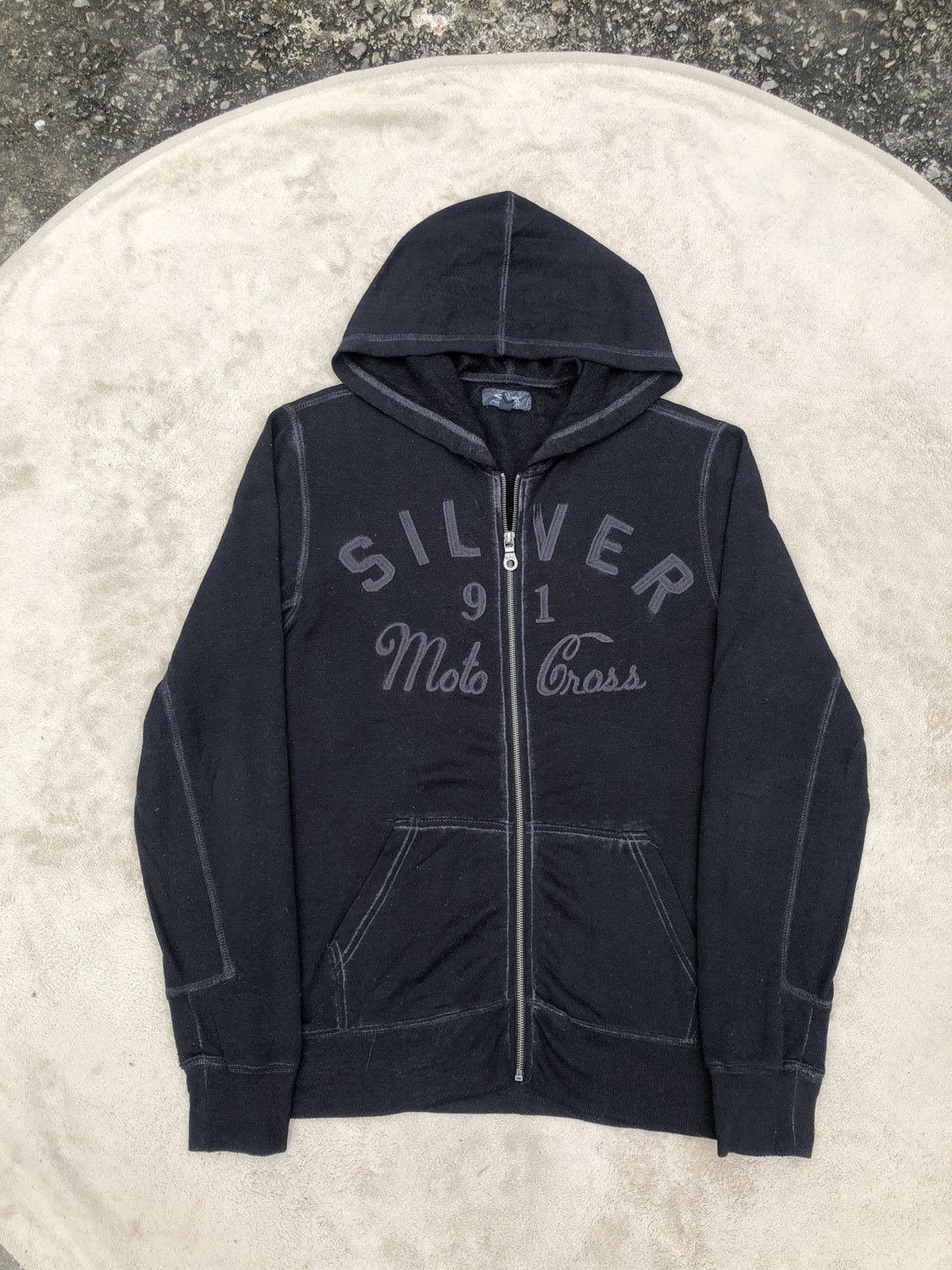Vintage Vintage Silver Off Trims Moto Cross Embroidery Hoodie Size US L / EU 52-54 / 3 - 2 Thumbnail