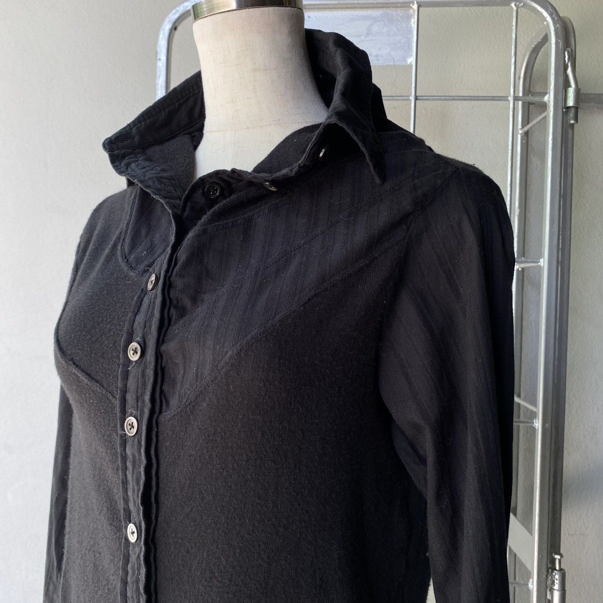 Japanese Brand A/T Black Contrast-Stitch Button-Up Shirt Size S / US 4 / IT 40 - 16 Thumbnail