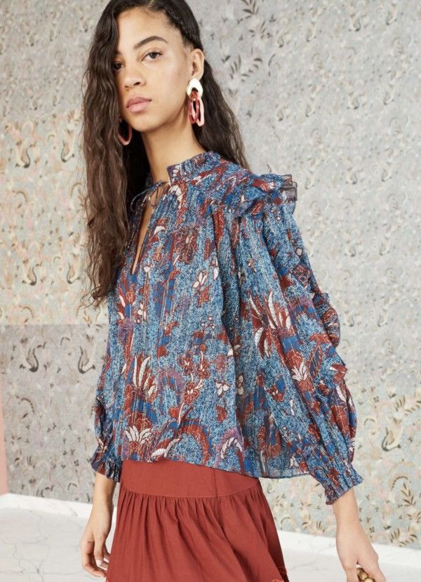 Ulla Johnson Ulla Johnson Lara Silk Floral Sheer Blouse Designer Japan Size M / US 6-8 / IT 42-44 - 2 Thumbnail
