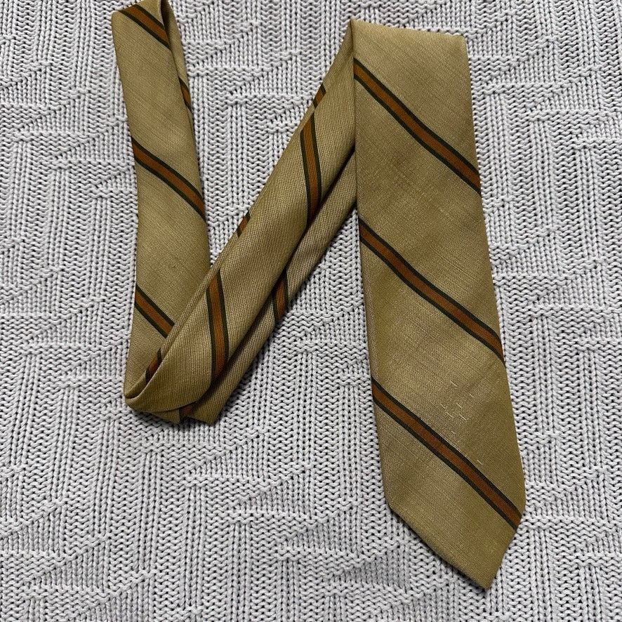 Vintage Vintage gold brown striped men's tie Size ONE SIZE - 1 Thumbnail