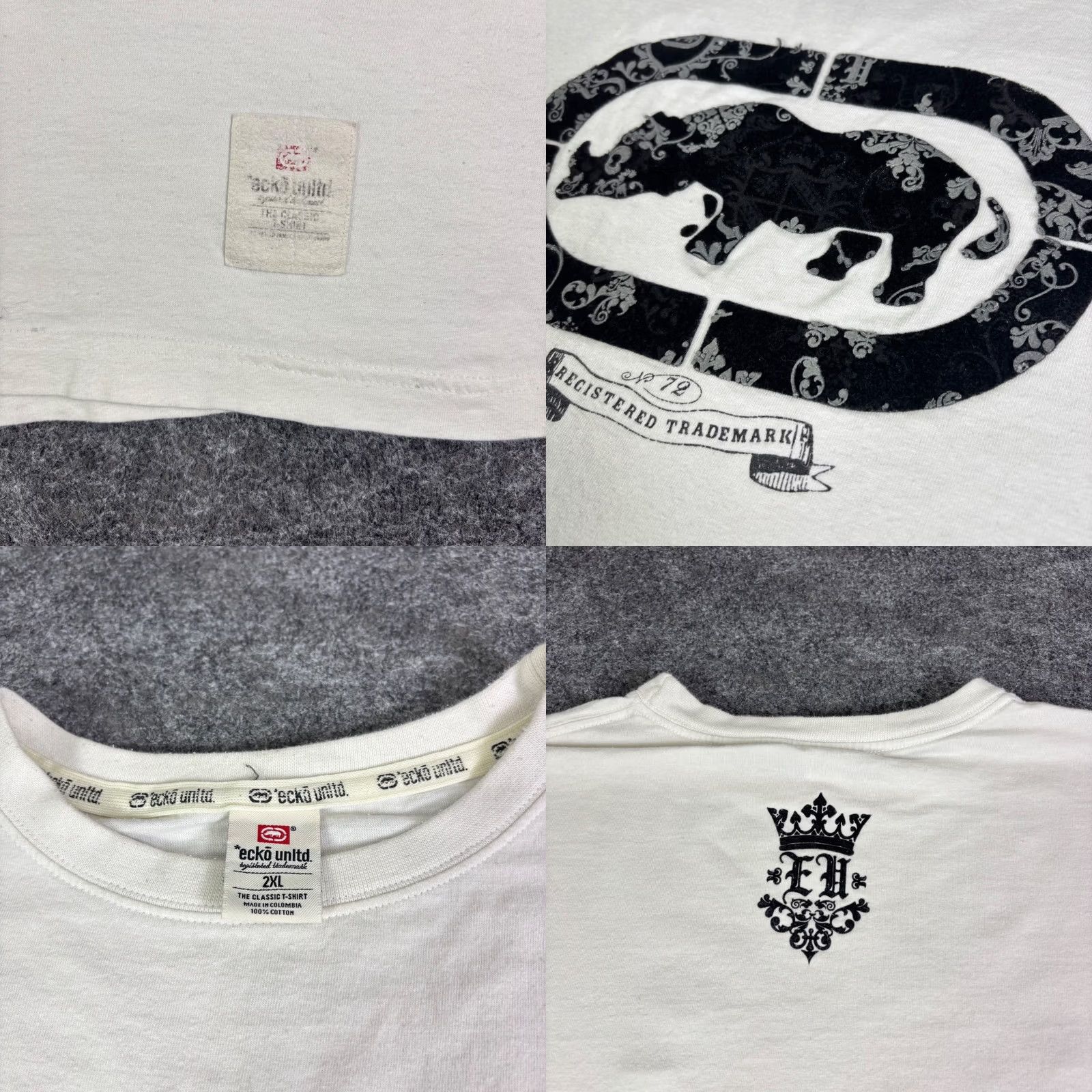 Ecko Unltd. VINTAGE Ecko Unltd White Rhino Logo Paisley Graphic T-Shirt 2XL 00s Mens Size US XXL / EU 58 / 5 - 8 Thumbnail