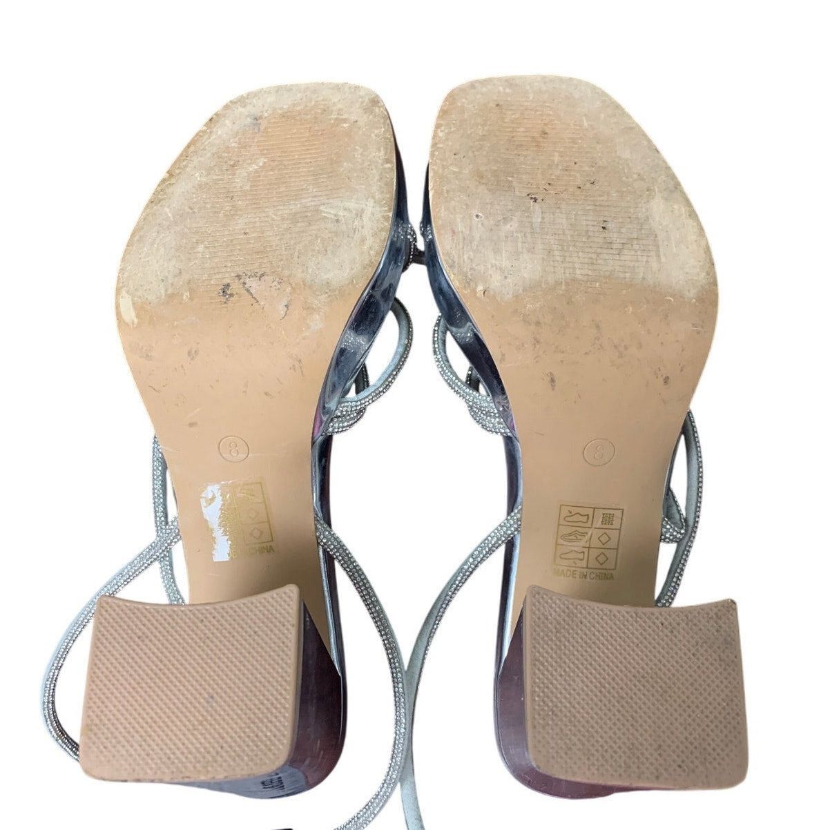 Other Shoe'N Tale Women's 8 Silver Mirror Platform Heel Sandals Size US 8 / IT 38 - 7 Thumbnail