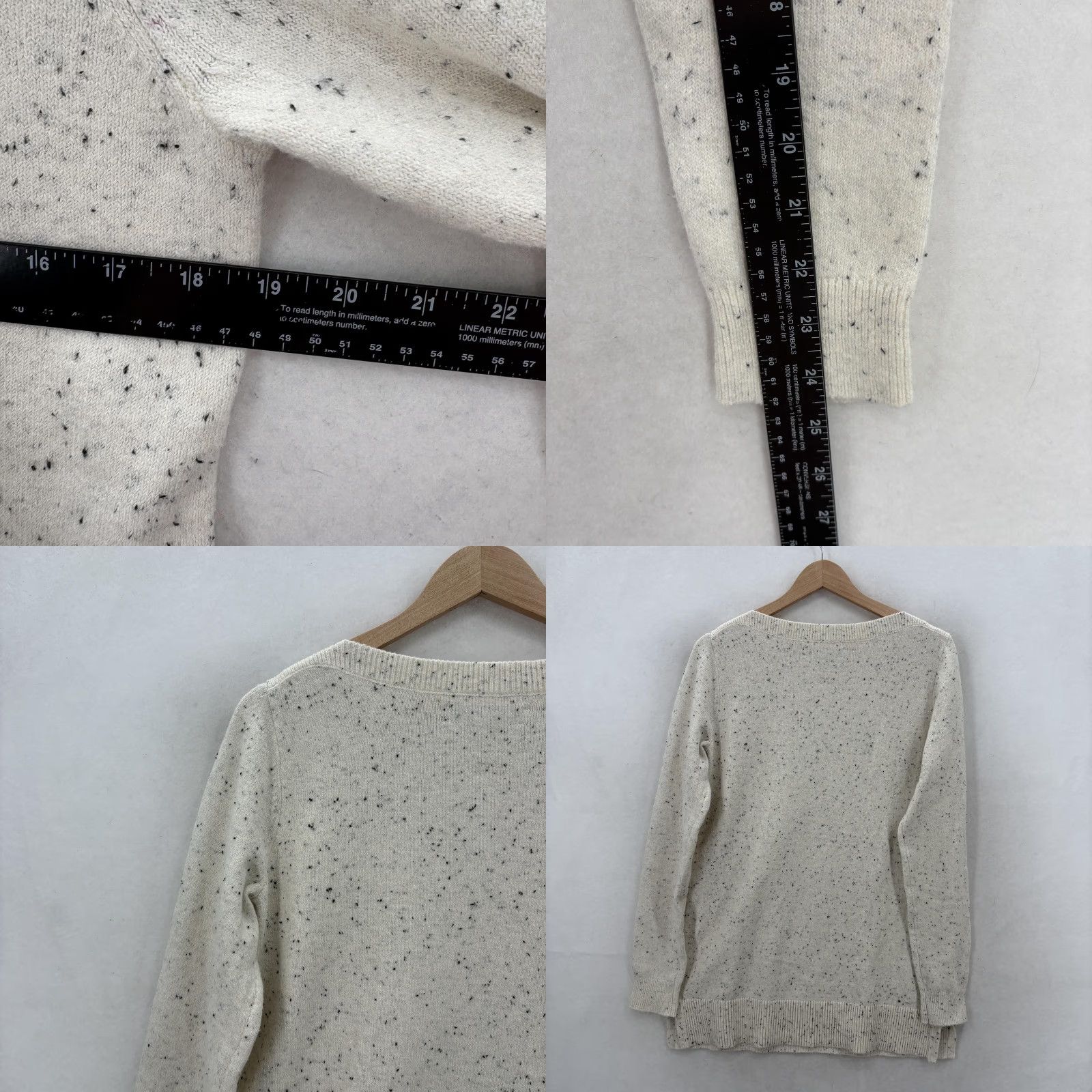 Loft LOFT Womens Sweater Crew Neck White Speckled Long Sleeve Knit Pullover Medium Size M / US 6-8 / IT 42-44 - 8 Thumbnail