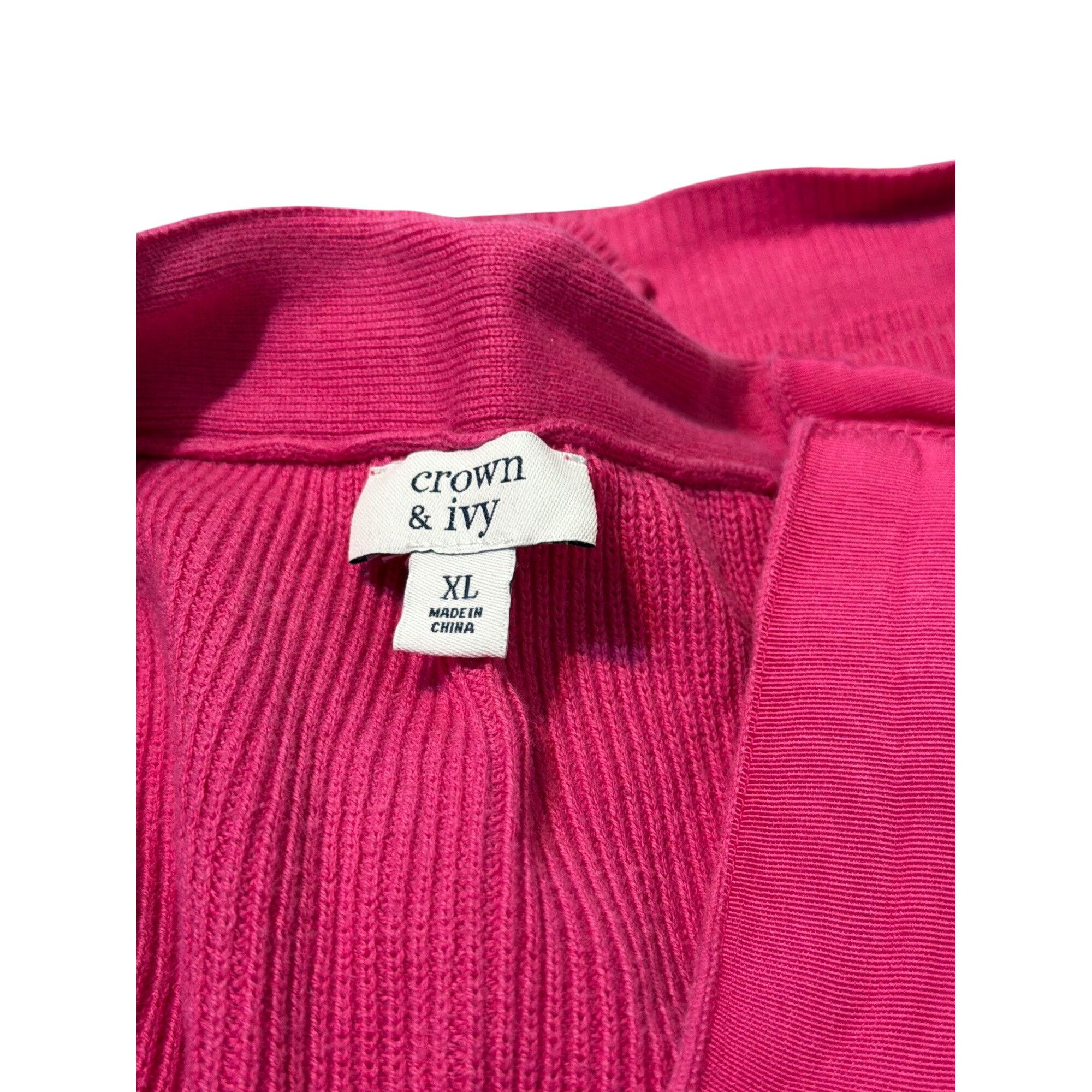 Other Crown & Ivy Pink V Neck Cardigan Sweater Side Slits Ribbon T Size XL / US 12-14 / IT 48-50 - 4 Thumbnail