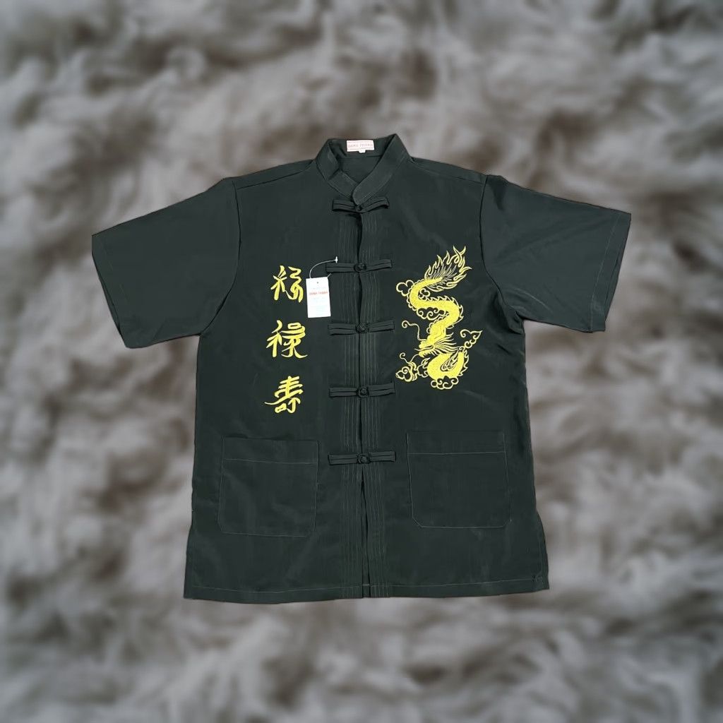 Vintage Danh Thanh Shirt Men’s XL Black Embroidered Dragon Silk NWT Size US XL / EU 56 / 4 - 1 Thumbnail