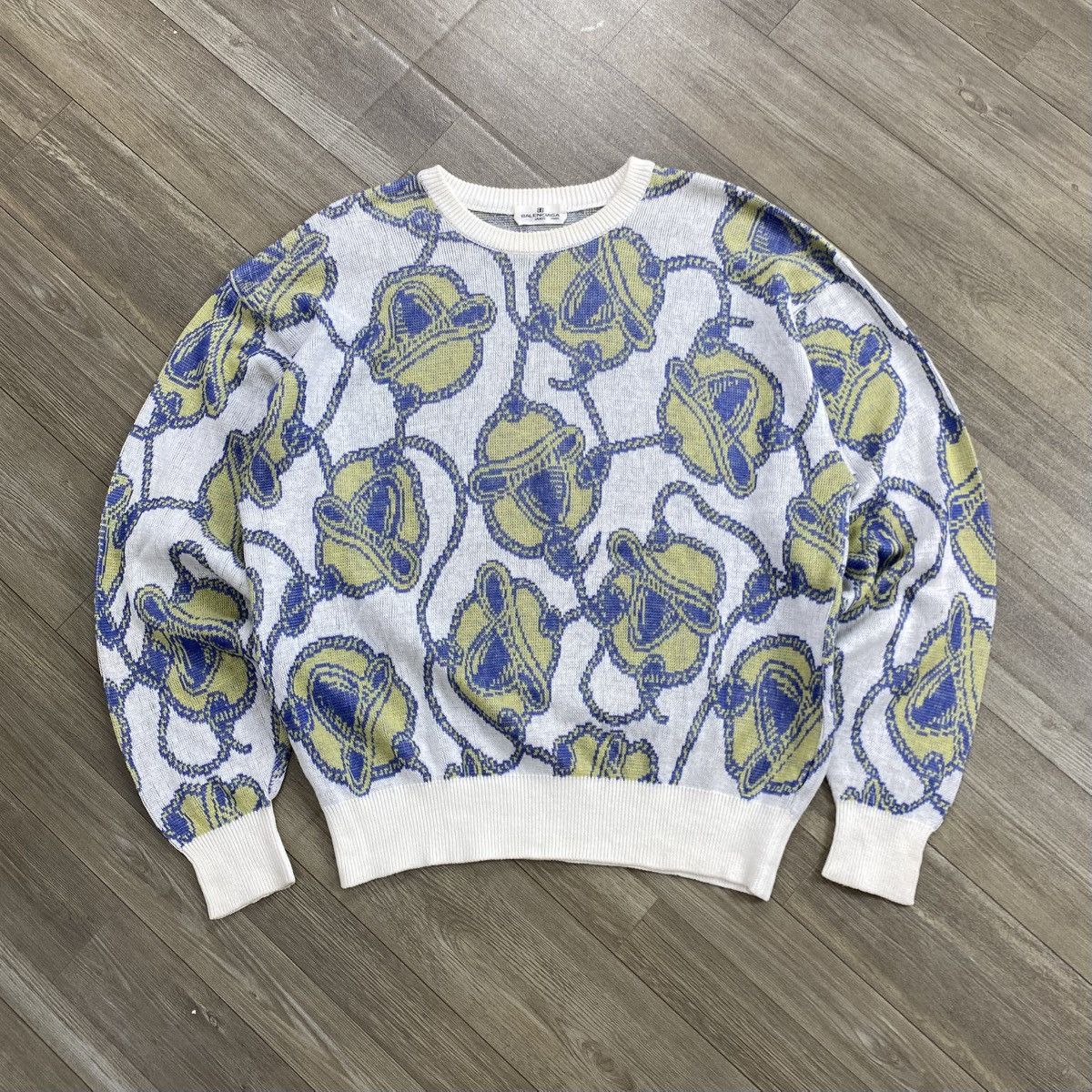 Balenciaga 80s Vintage Balenciaga Paris Multicolour Chains Knit Sweater Size US M / EU 48-50 / 2 - 1 Thumbnail