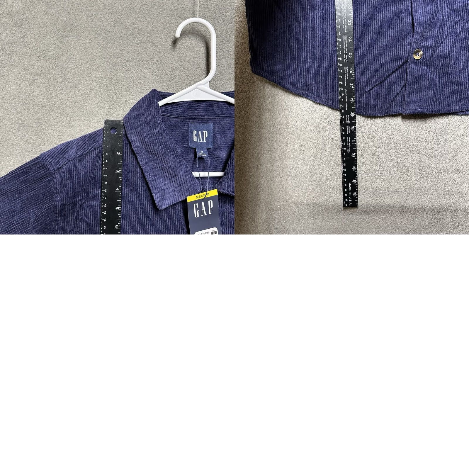 Gap GAP Shirt Mens Medium Eclipse Blue Button Up Corduroy Long Sleeve Size US M / EU 48-50 / 2 - 9 Thumbnail