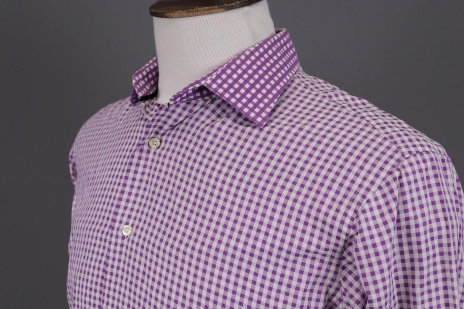 Etro Etro Milano Slim Fit Purple Check Button Down Shirt Size 40 Size US M / EU 48-50 / 2 - 10 Thumbnail