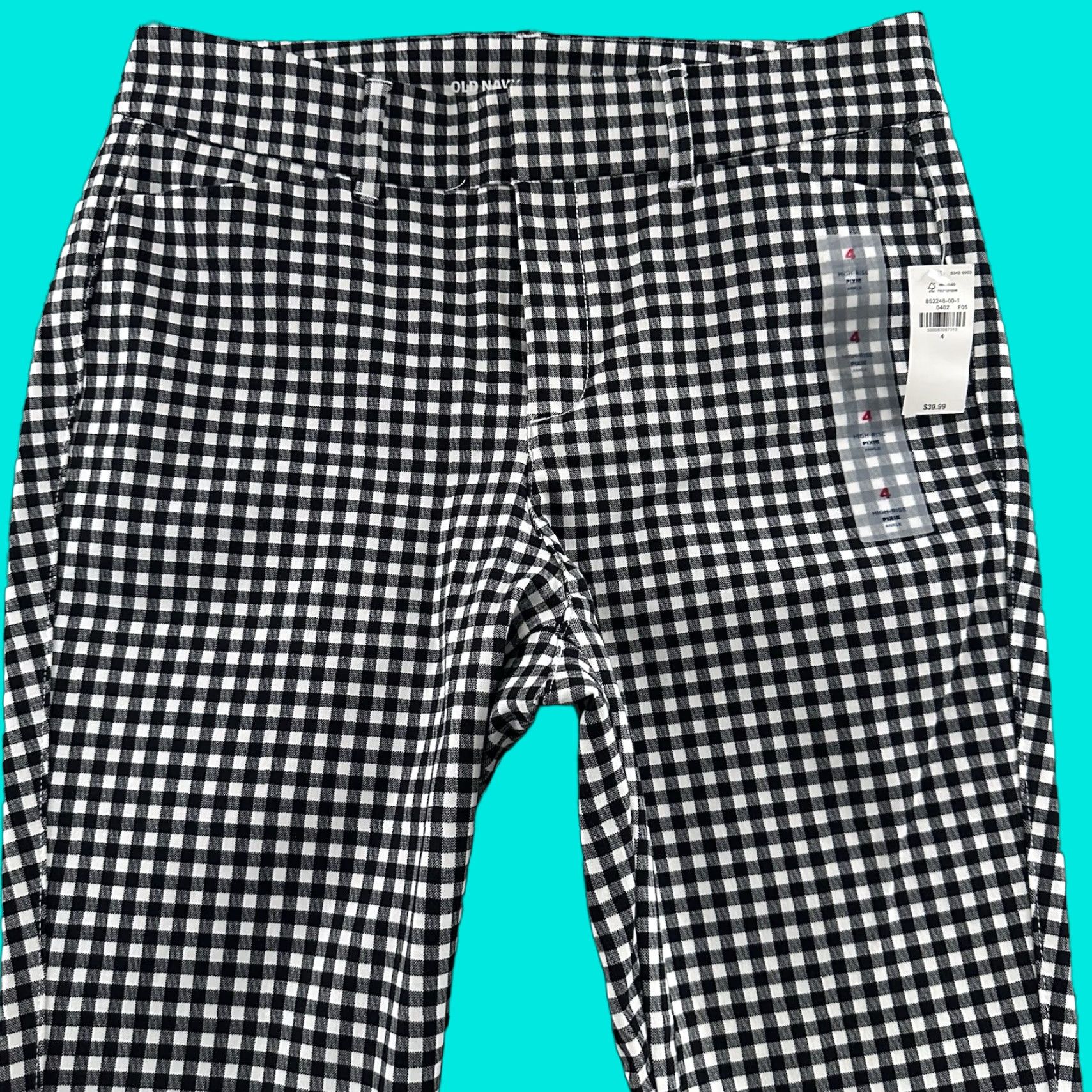 Old Navy Old Navy Womens Pants Pixie High Rise Tapered Ankle 4 Black White Multicolor Pocketed Size 24" / US 00 / IT 34 - 1 Thumbnail