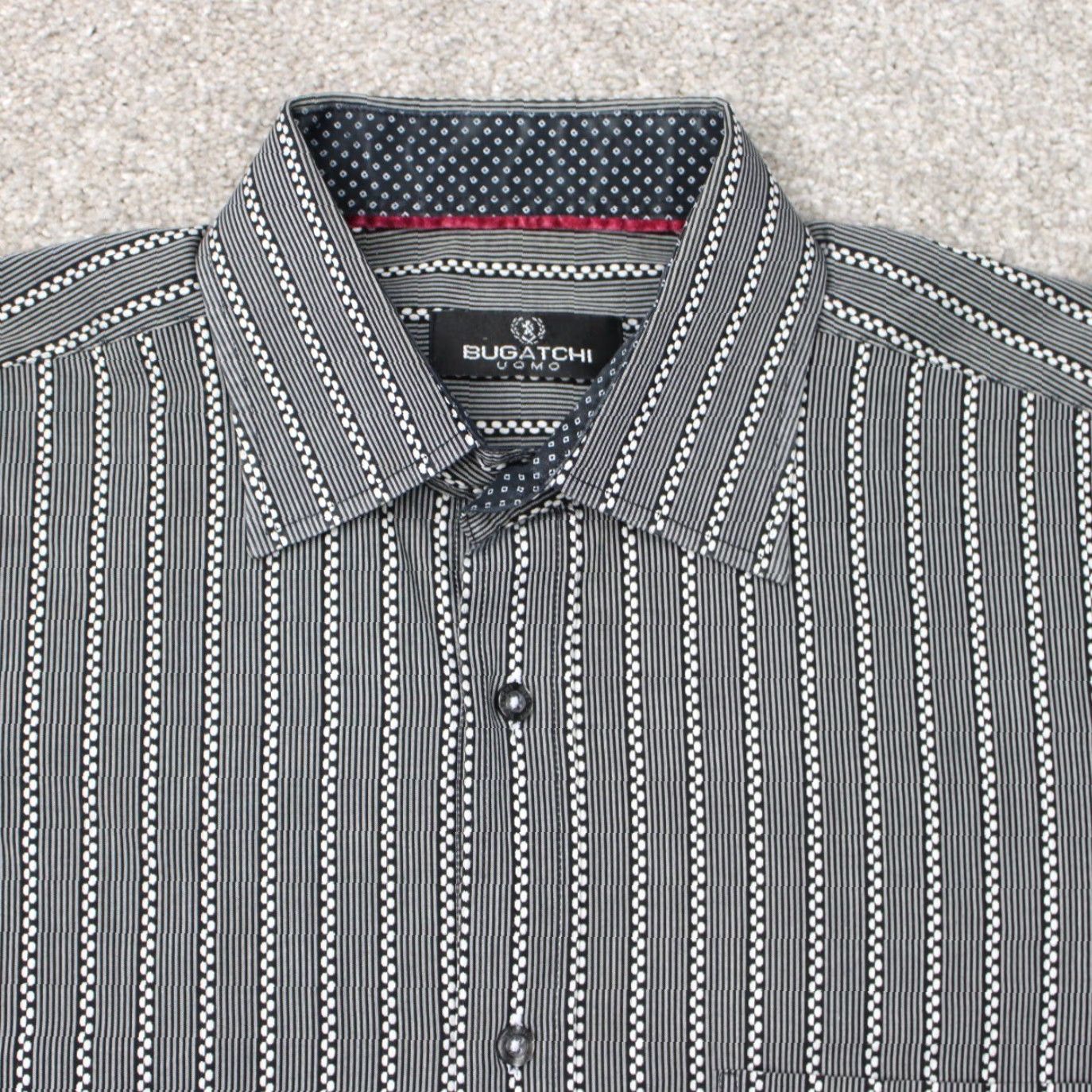 BUGATCHI Bugatchi Uomo Shirt Mens Large Gray Geometric 100% Cotton Long Sleeve Button Up Size US L / EU 52-54 / 3 - 4 Thumbnail
