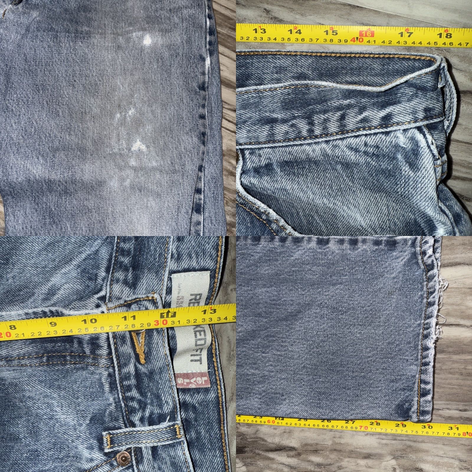 Denime Levi’s 550 Jeans Mens 36X30 Blue Denim Relaxed Straight 5-Pocket Distressed Red Tab 100% Cotton Denim Size US 36 / EU 52 - 9 Thumbnail
