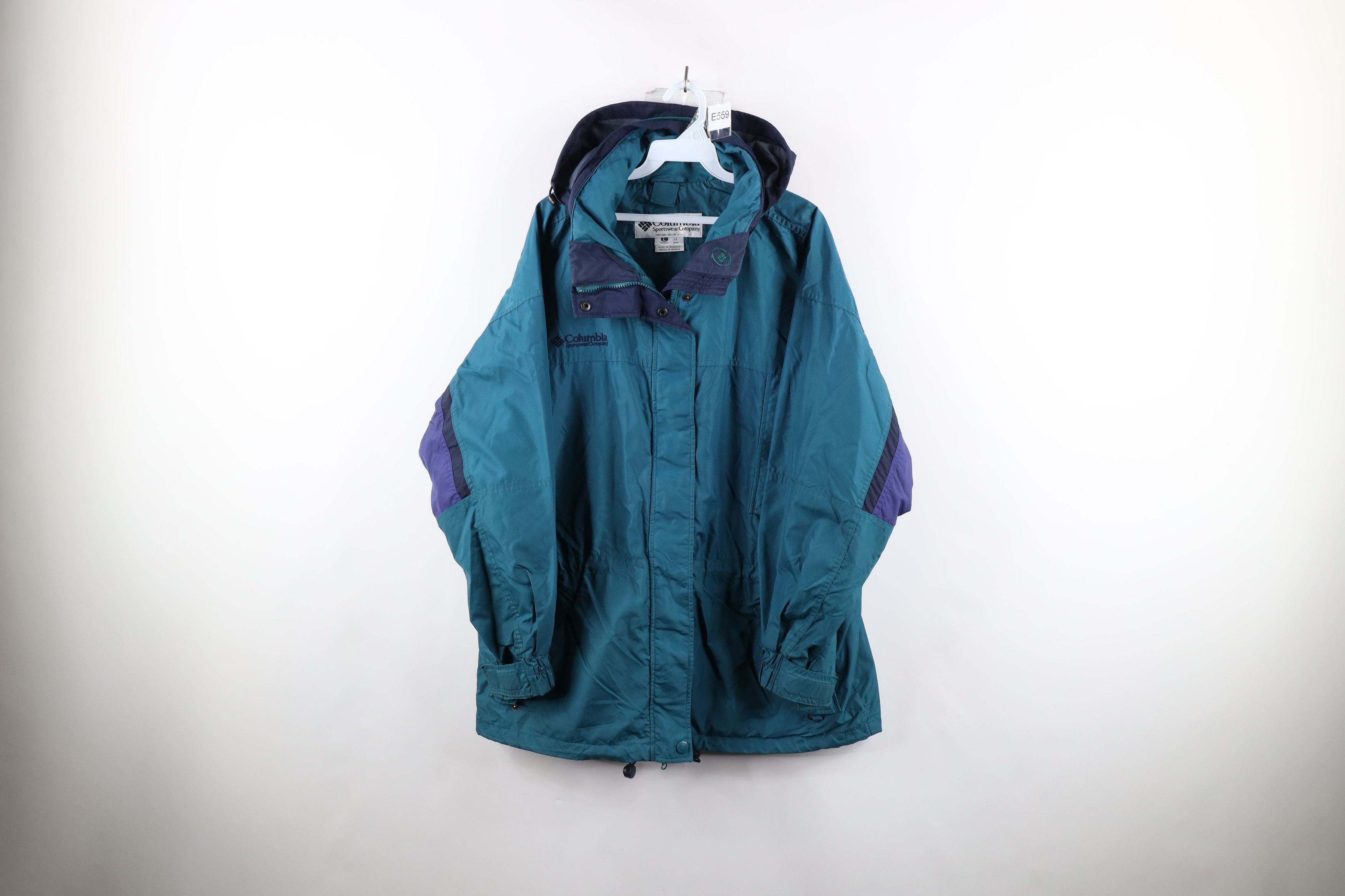 Vintage 90s Columbia Spell Out Hooded Parka Rain Jacket