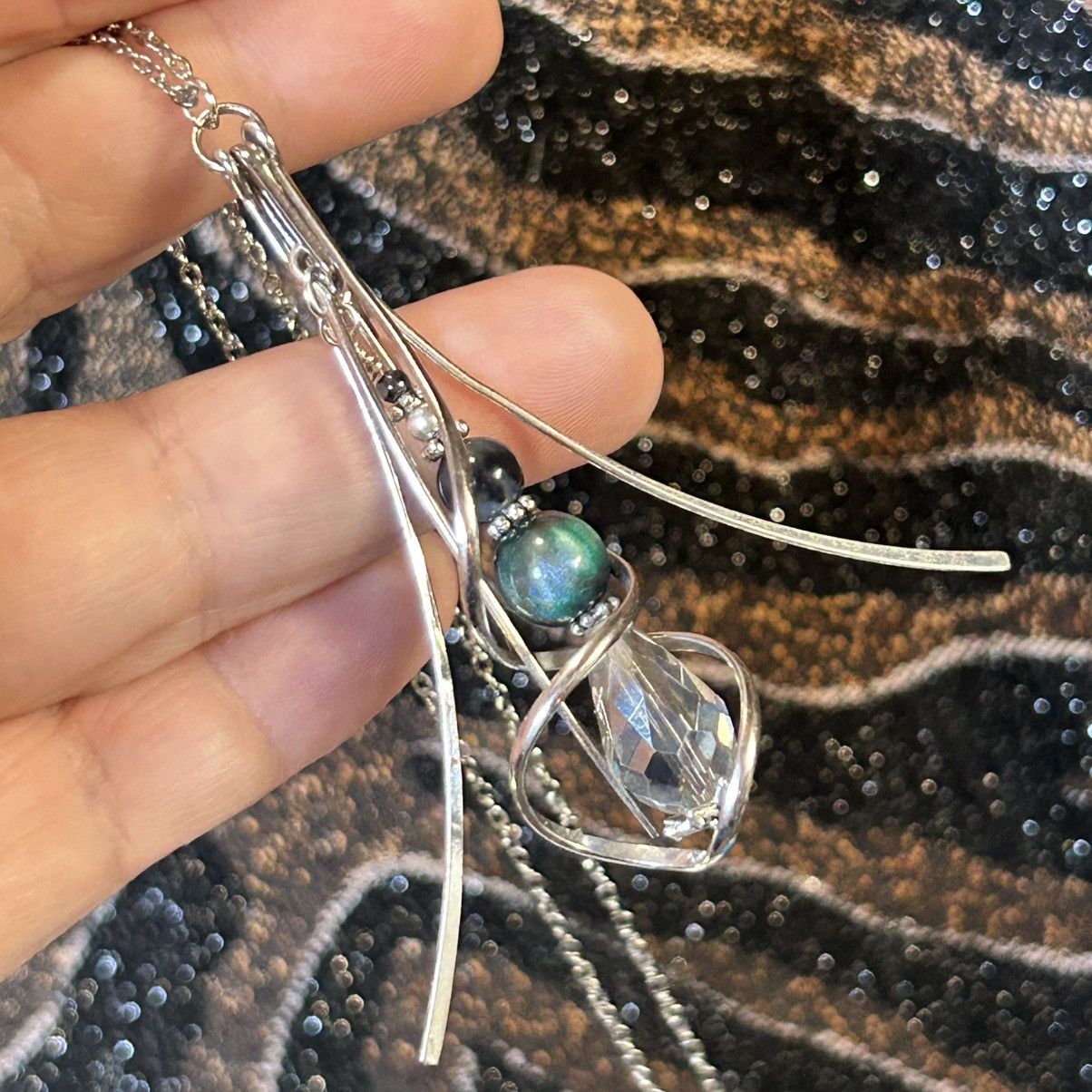 Handmade Handcrafted faceted rutilated quartz caged fringe necklace Size ONE SIZE - 5 Thumbnail