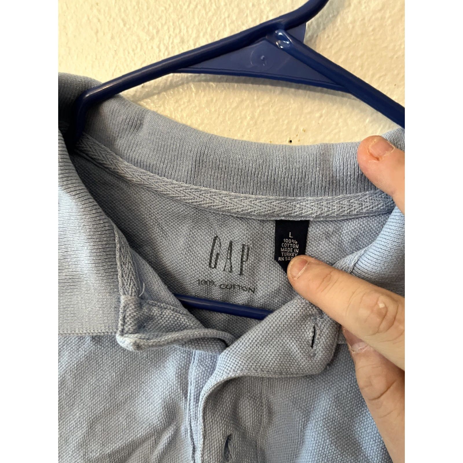Gap GAP Retro Stretch Polo Shirt Mens Large Blue Short Sleeve Collared Size US L / EU 52-54 / 3 - 4 Thumbnail