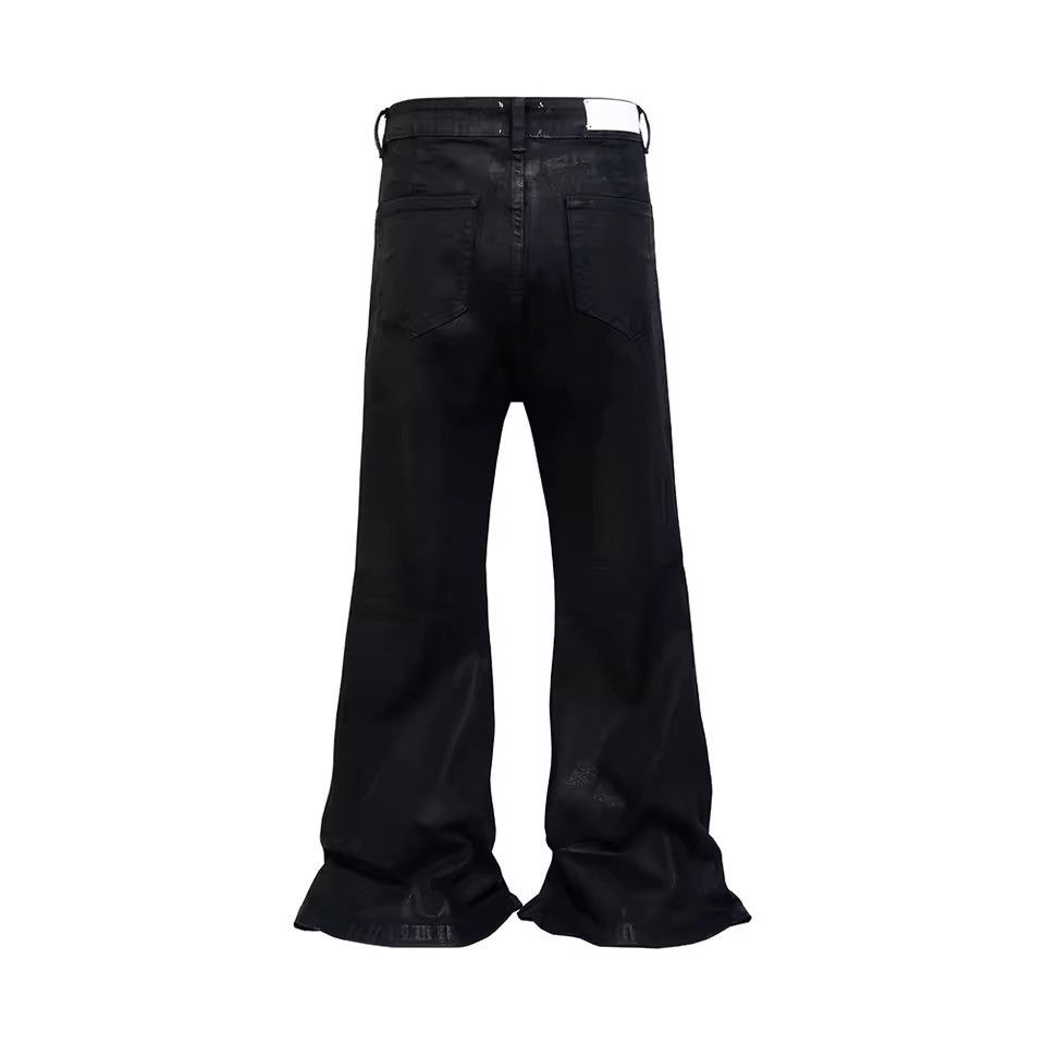 Other Black Stacked Flared Waxed Jeans Size US 31 - 4 Thumbnail