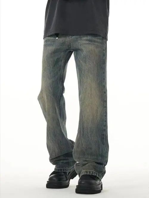 Japanese Brand Men's washed distressed light blue bootcut jeans Size US 34 / EU 50 - 4 Thumbnail
