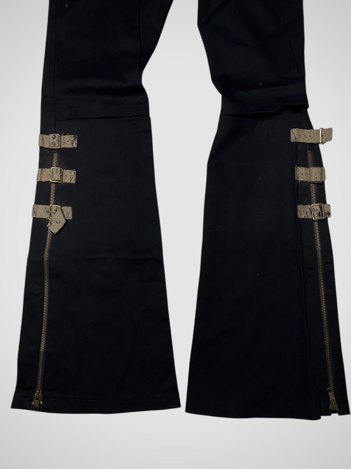 Le Grande Bleu (L.G.B.) Archive Black Peace Now Zip Bondage Flared Pants Size US 26 / EU 42 - 3 Thumbnail